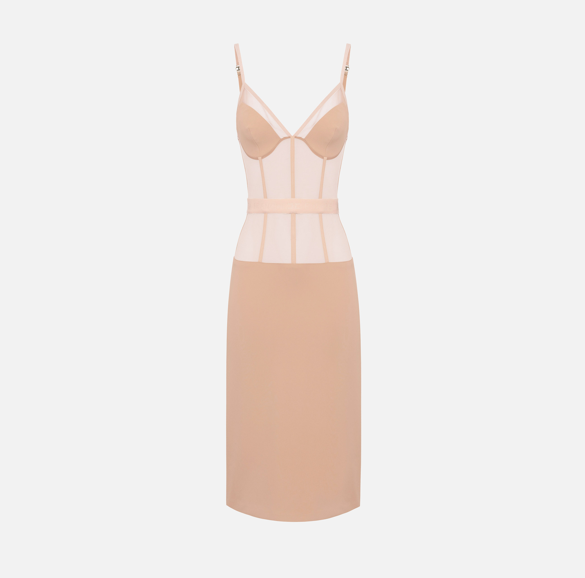Sheath dress in crêpe and tulle fabrics - ABBIGLIAMENTO - Elisabetta Franchi
