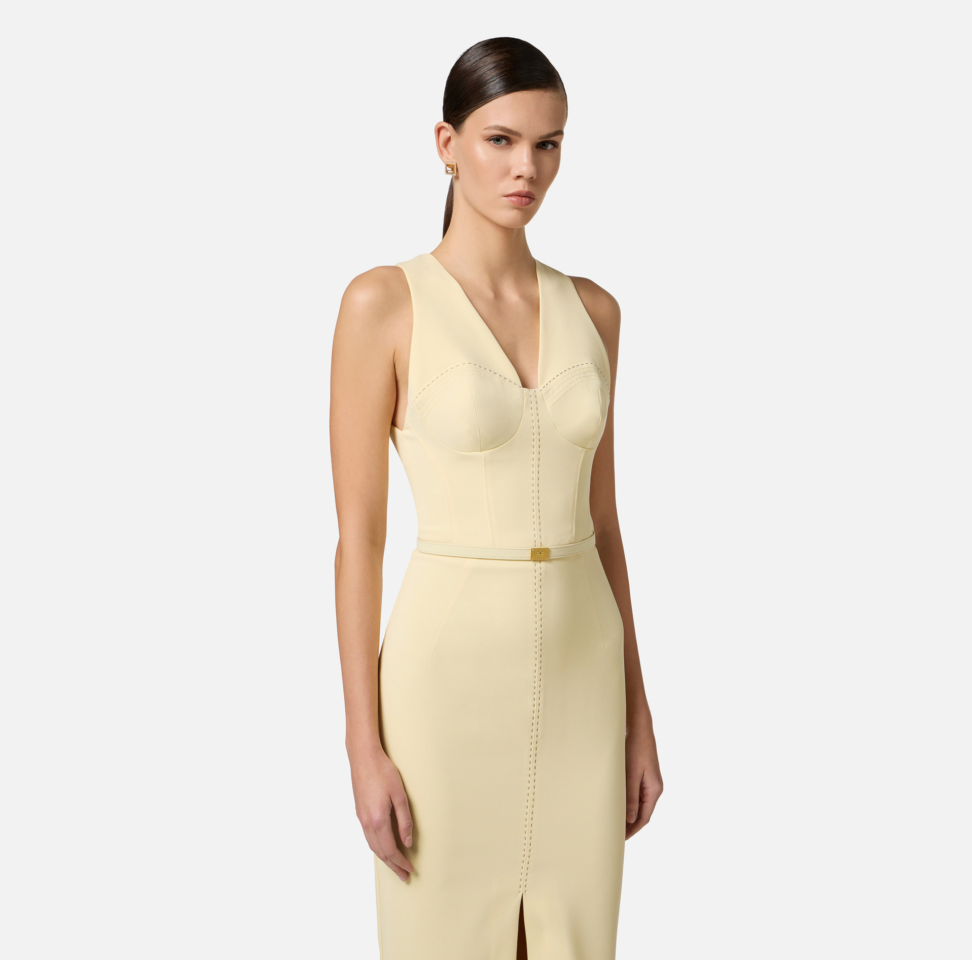 Bustierkleid aus Crêpe mit kontrastierenden Ziernähten - Elisabetta Franchi