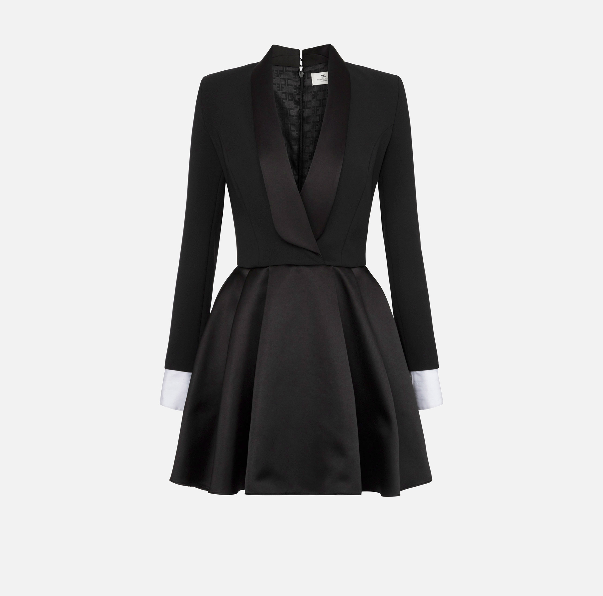 Mini-robe en crêpe avec revers en satin - ABBIGLIAMENTO - Elisabetta Franchi