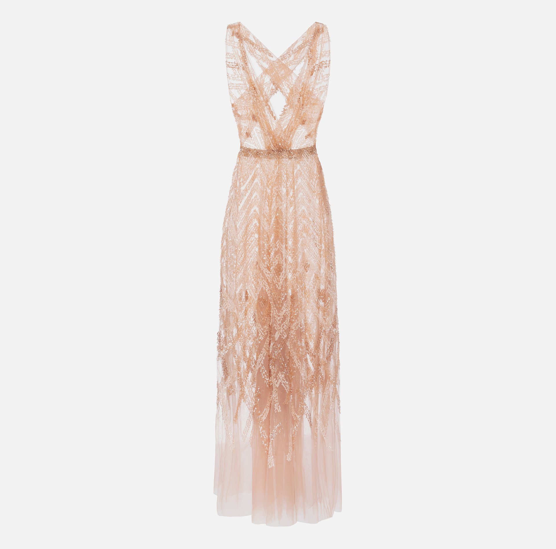 Robe Red Carpet en tulle avec broderie de sequins chevrons - ABBIGLIAMENTO - Elisabetta Franchi