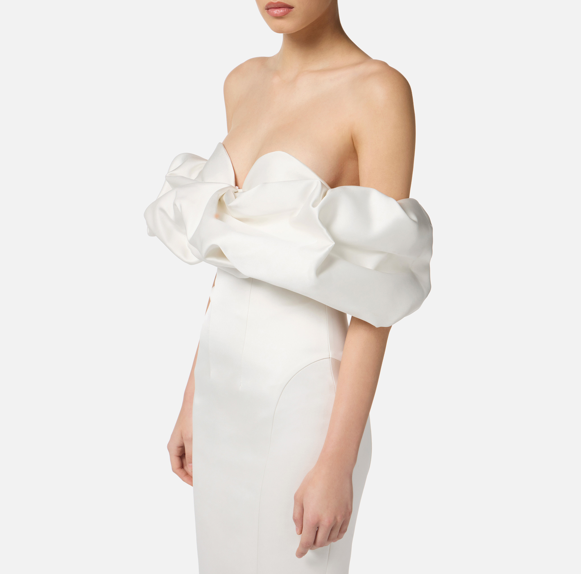 Dress in duchess satin with 3D neckline - Elisabetta Franchi