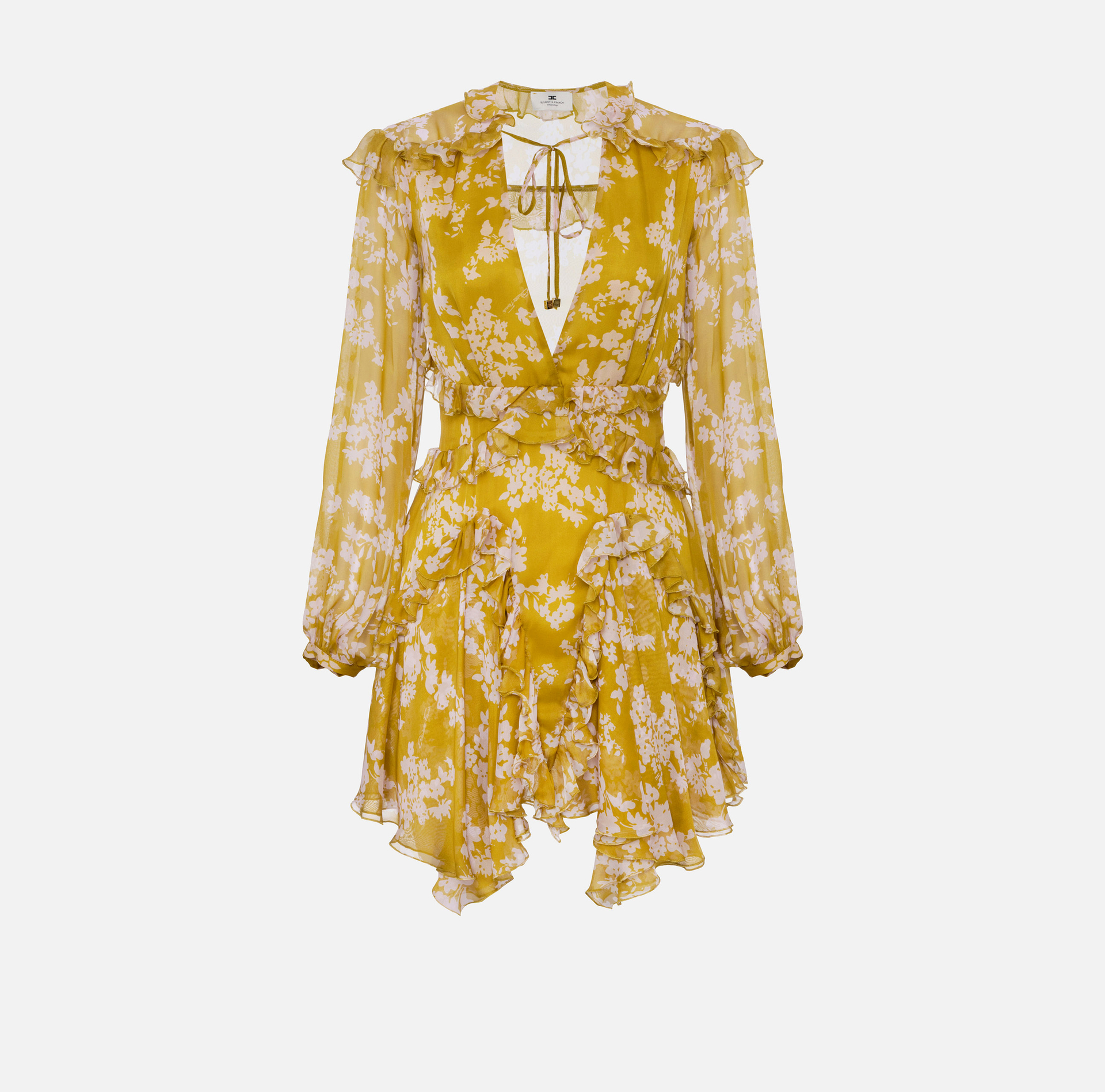 Kleid aus Seidenvoile mit Rüschen - Elisabetta Franchi