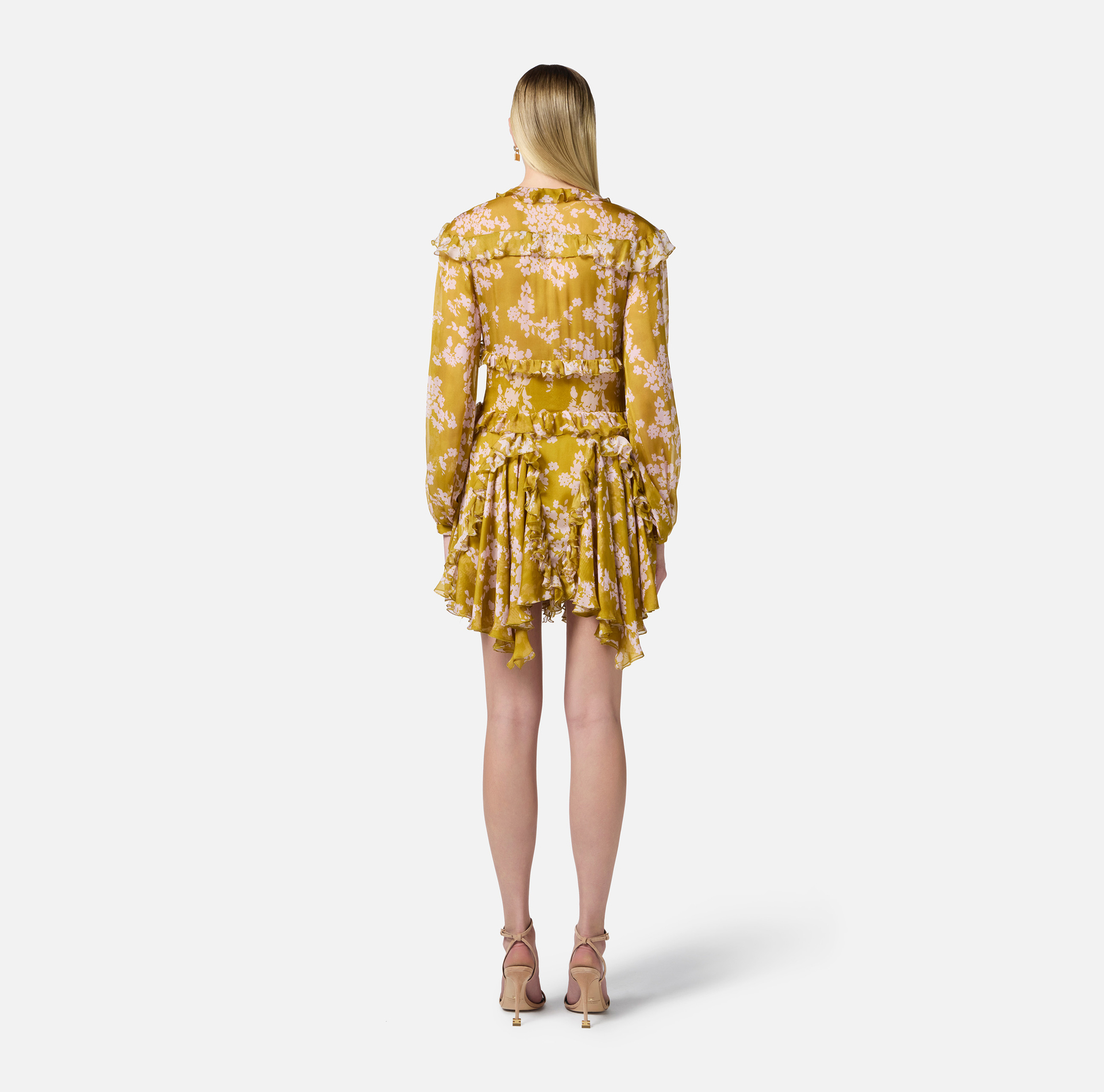 Kleid aus Seidenvoile mit Rüschen - Elisabetta Franchi