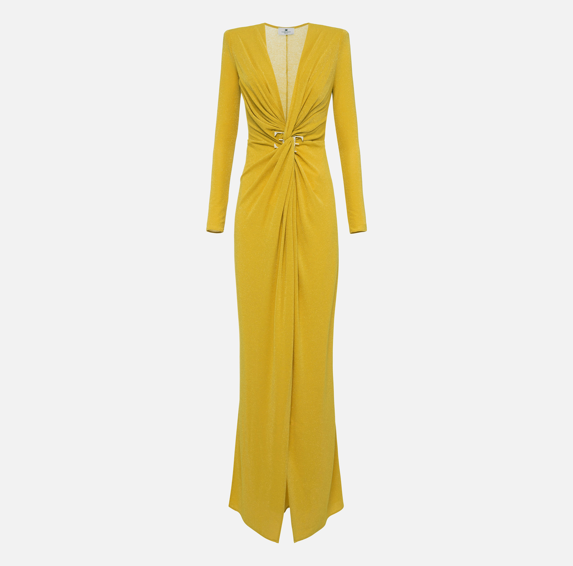 Abito red carpet in jersey lurex con nodo e accessorio logo - Elisabetta Franchi
