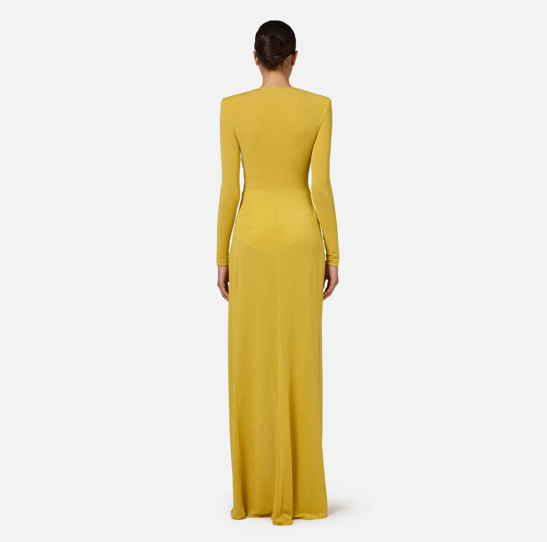 Abito red carpet in jersey lurex con nodo e accessorio logo - Elisabetta Franchi
