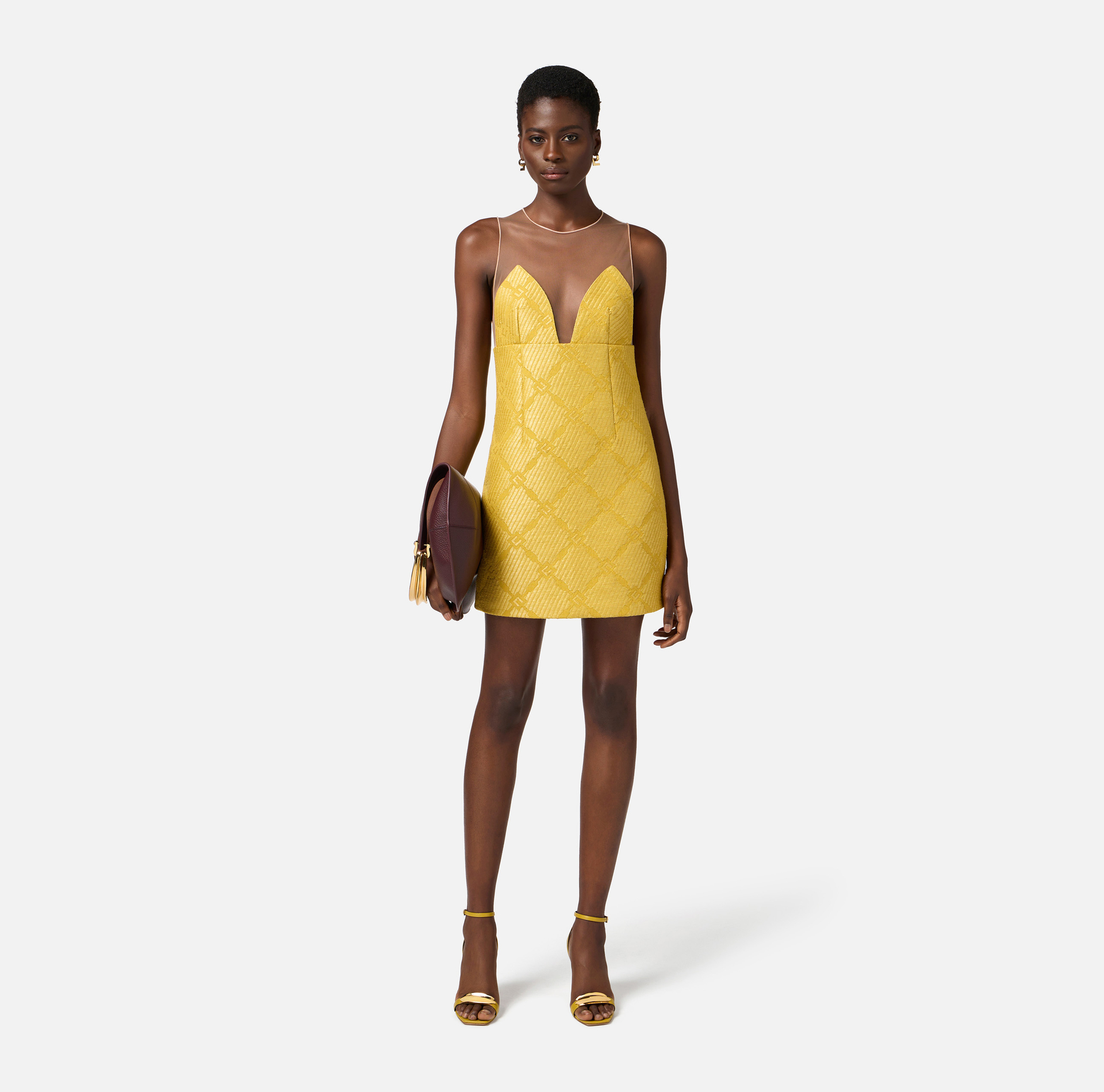 Abito in rafia con losanghe e tulle - Elisabetta Franchi