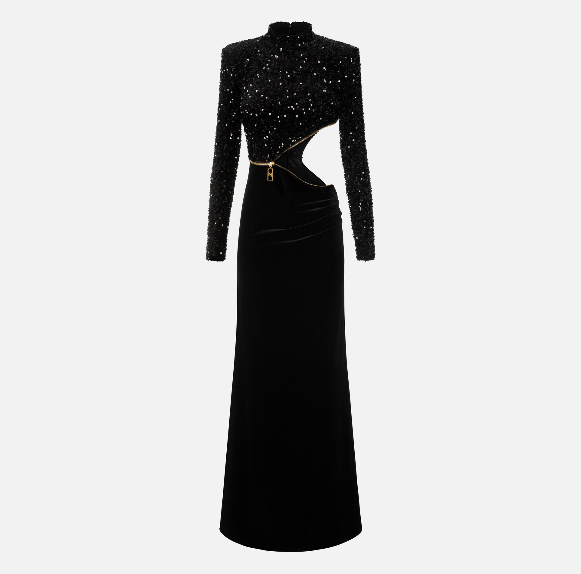 Abito red carpet in ciniglia ricamata con pailettes con cut-out - ABBIGLIAMENTO - Elisabetta Franchi