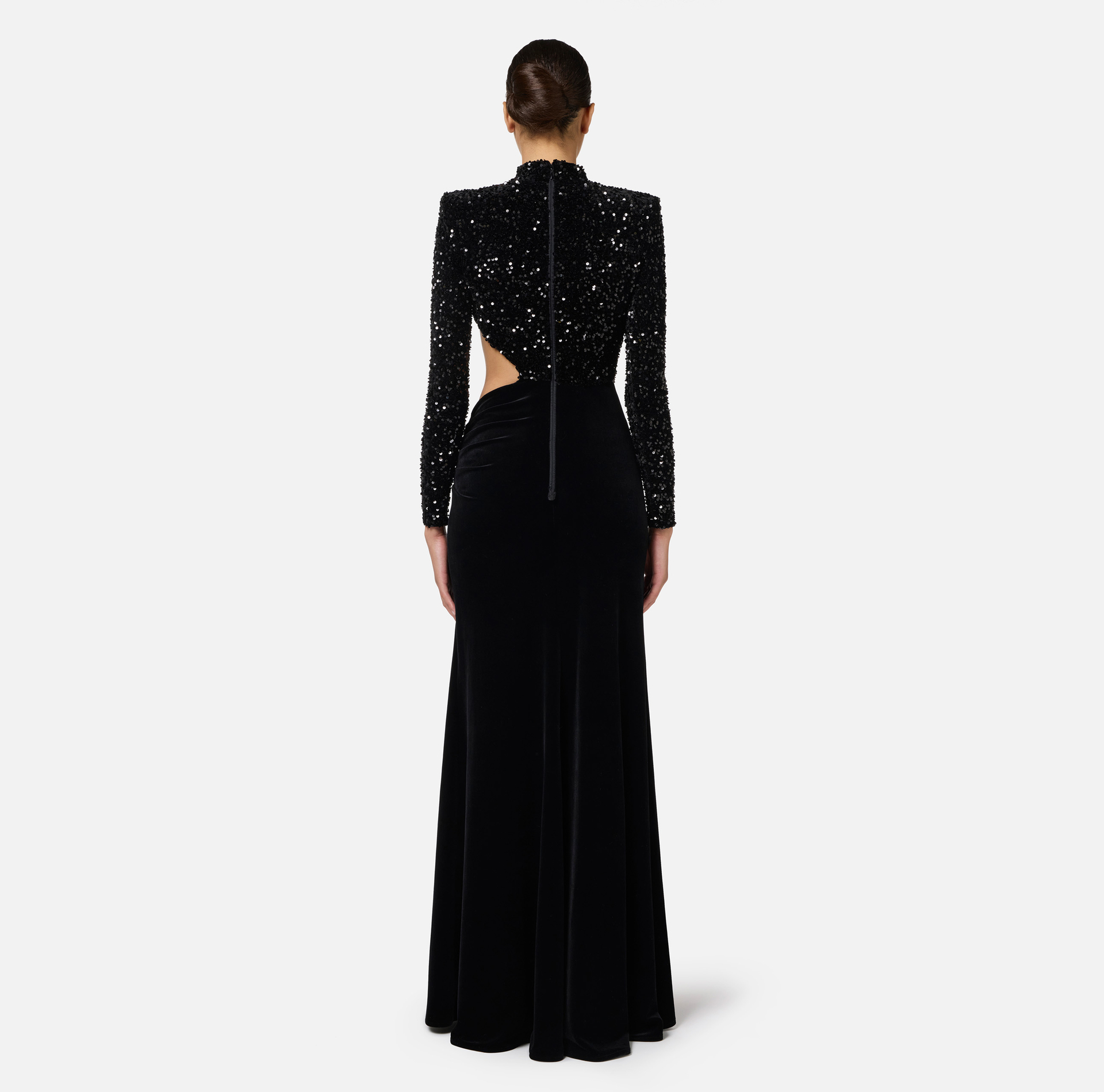 Abito red carpet in ciniglia ricamata con pailettes con cut-out - Elisabetta Franchi