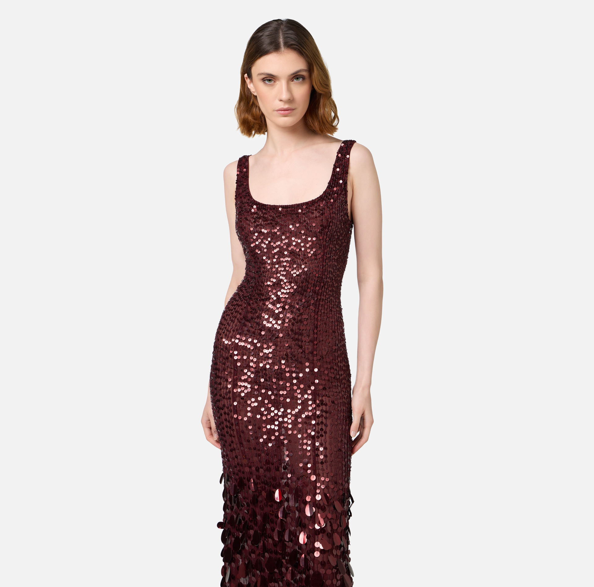 Abito red carpet in georgette ricamata con paillettes - Elisabetta Franchi