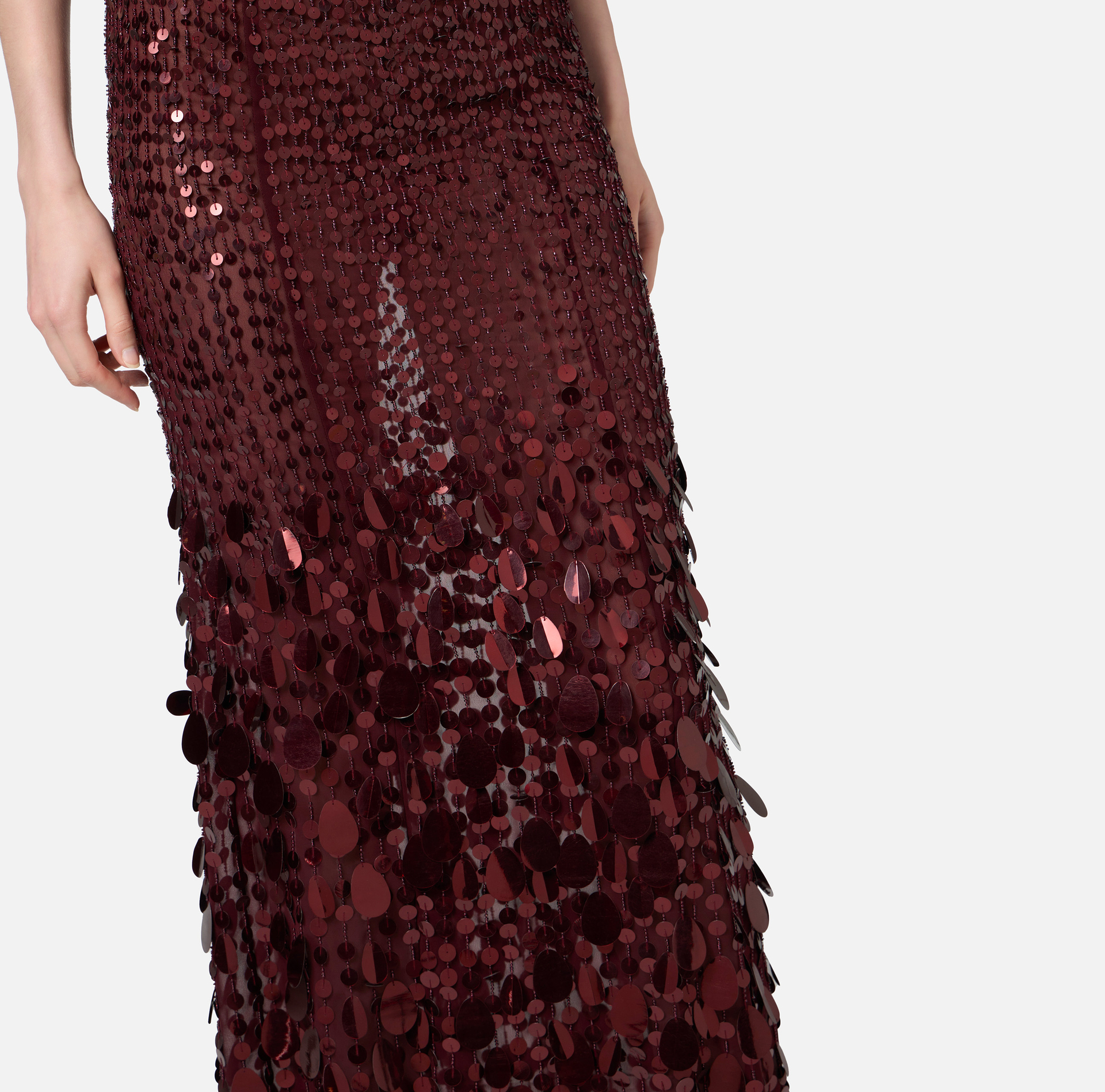 Abito red carpet in georgette ricamata con paillettes - Elisabetta Franchi