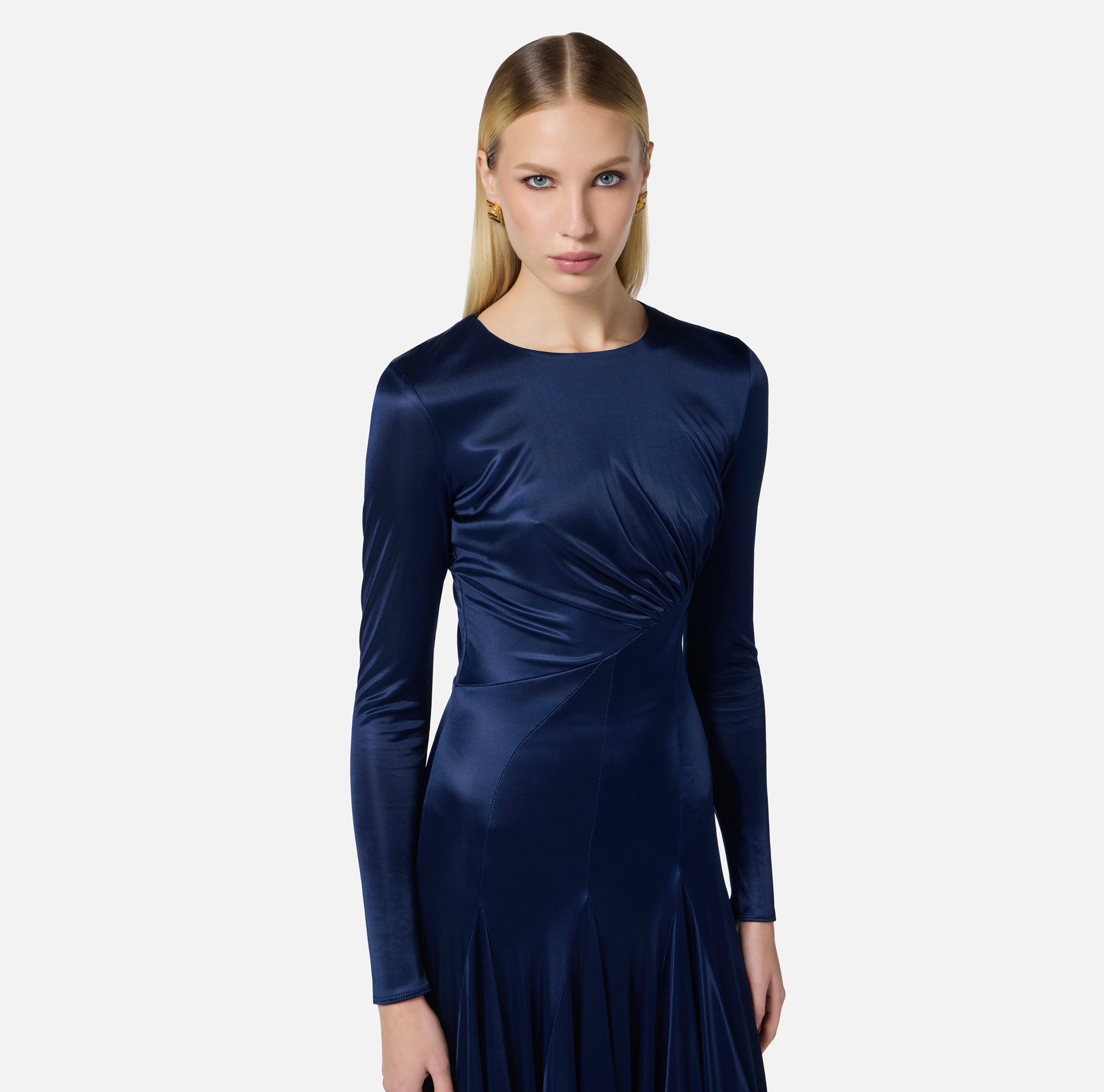 Asymmetrische jurk van glanzend tricot - Elisabetta Franchi