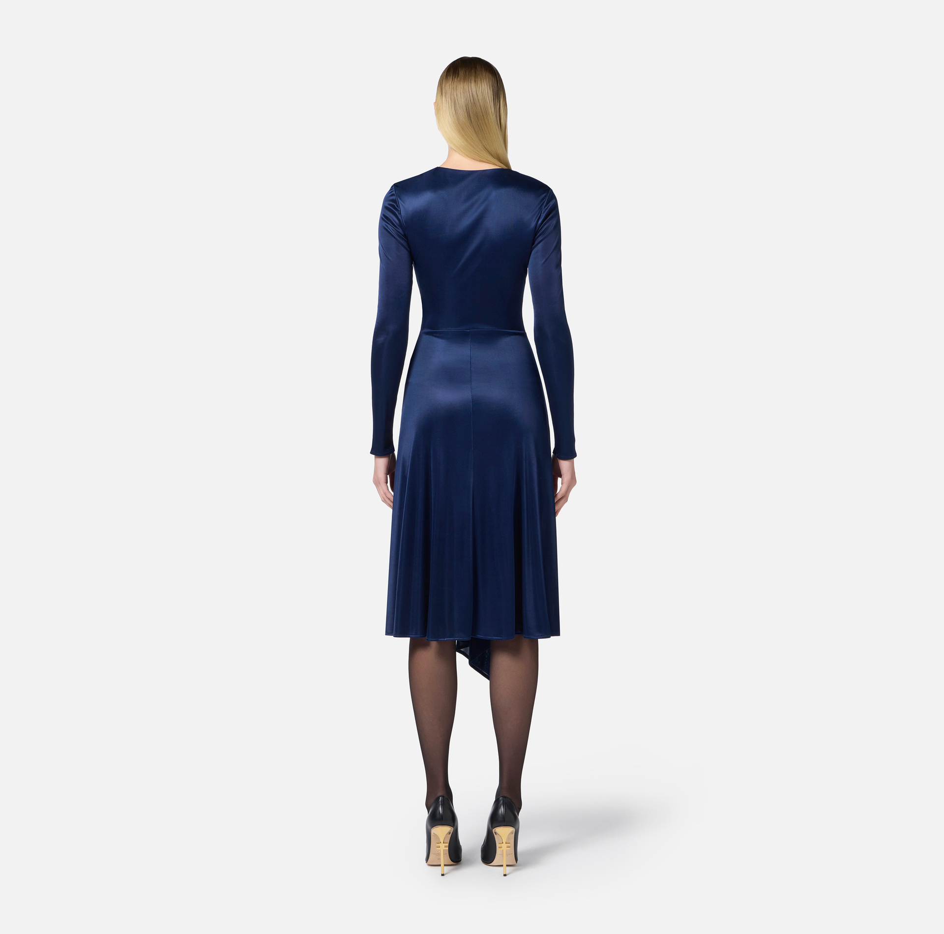 Asymmetrische jurk van glanzend tricot - Elisabetta Franchi