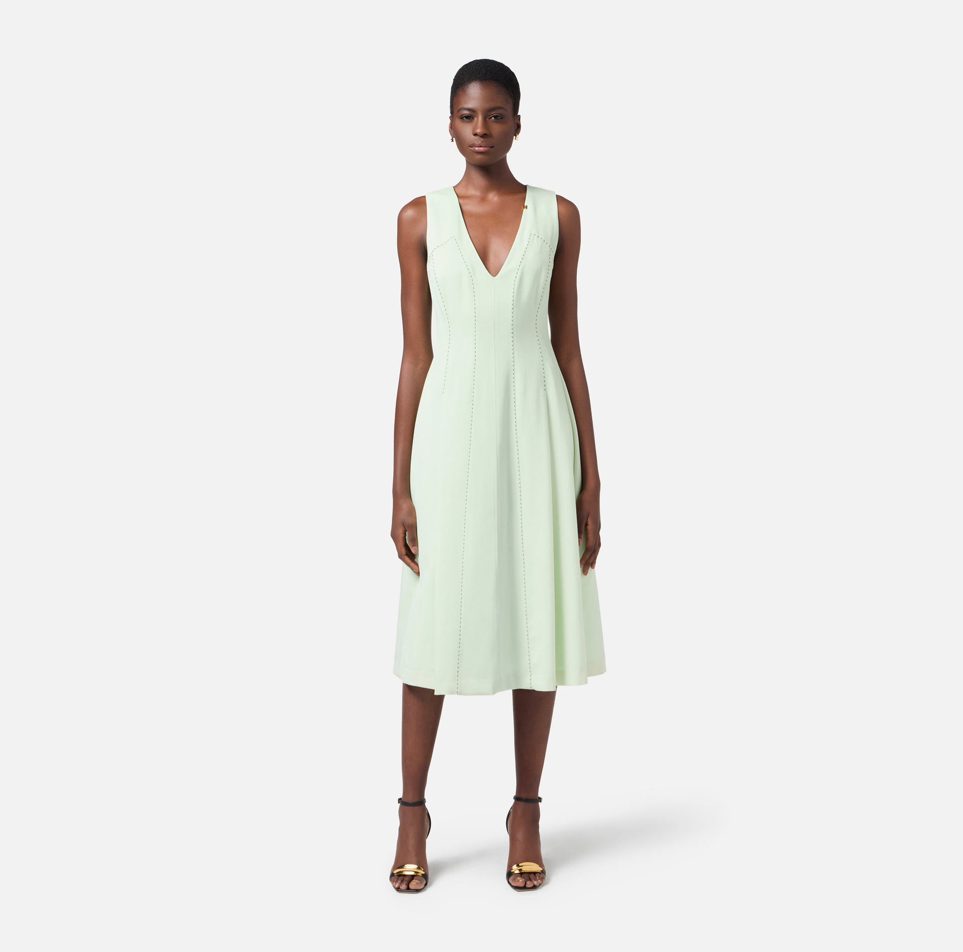 Cool wool dress with contrasting topstitching - Elisabetta Franchi