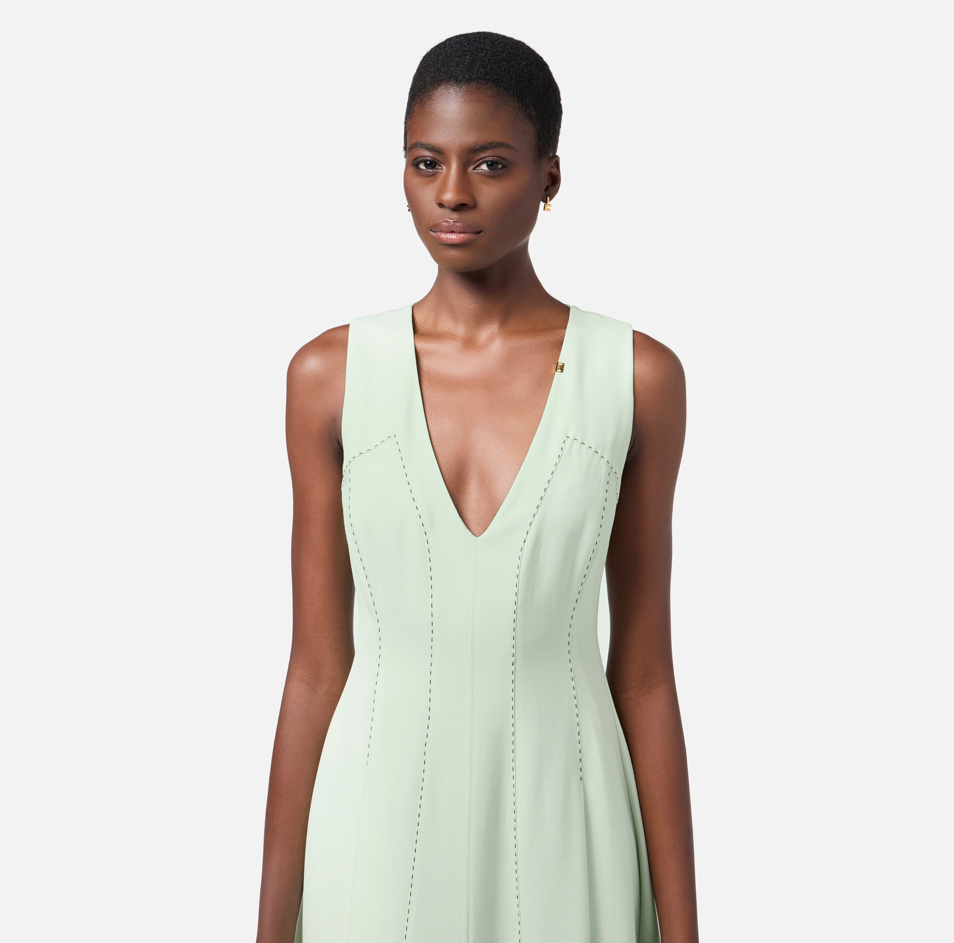 Cool wool dress with contrasting topstitching - Elisabetta Franchi
