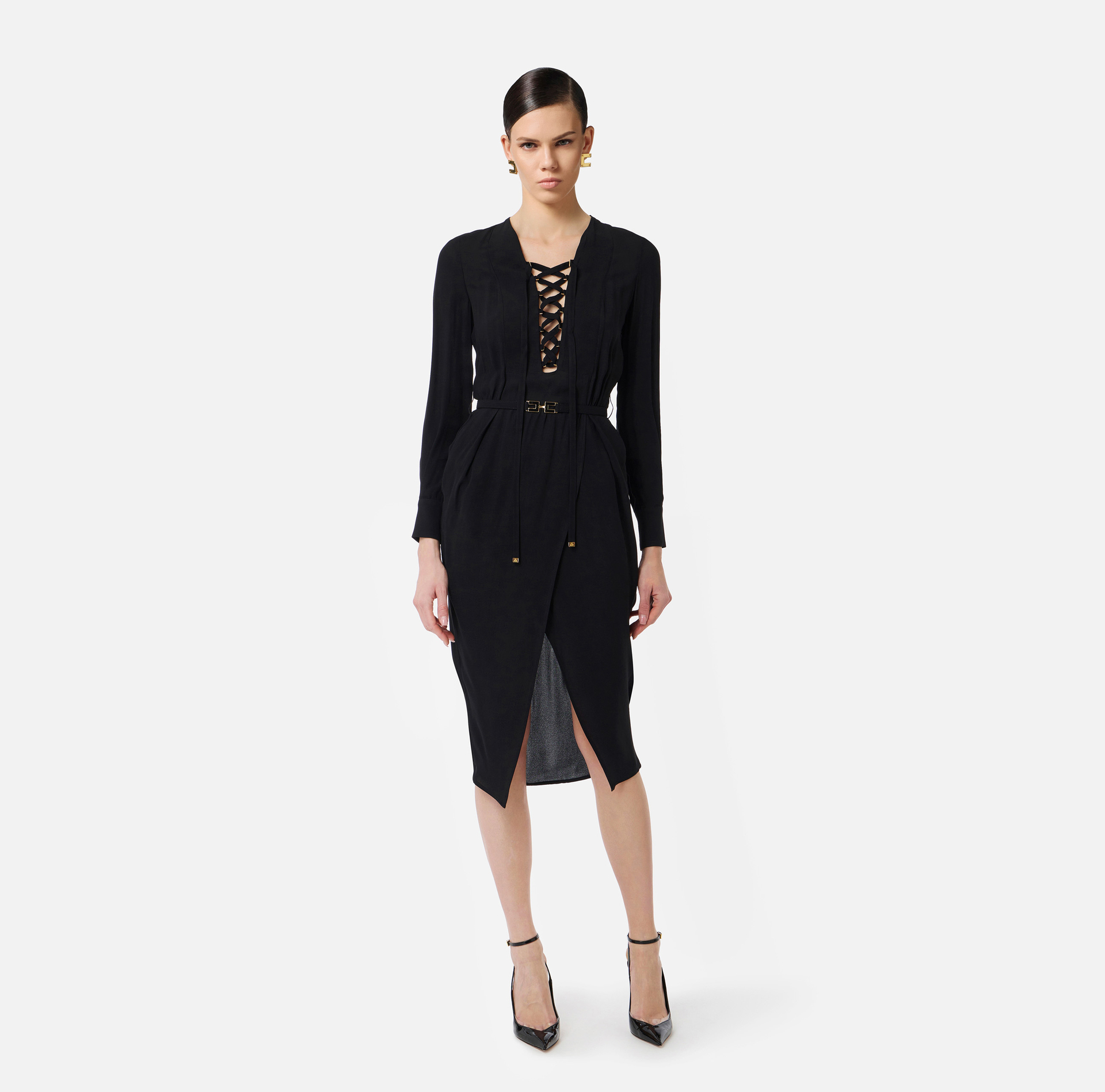 Georgette fabric dress with laces - Elisabetta Franchi