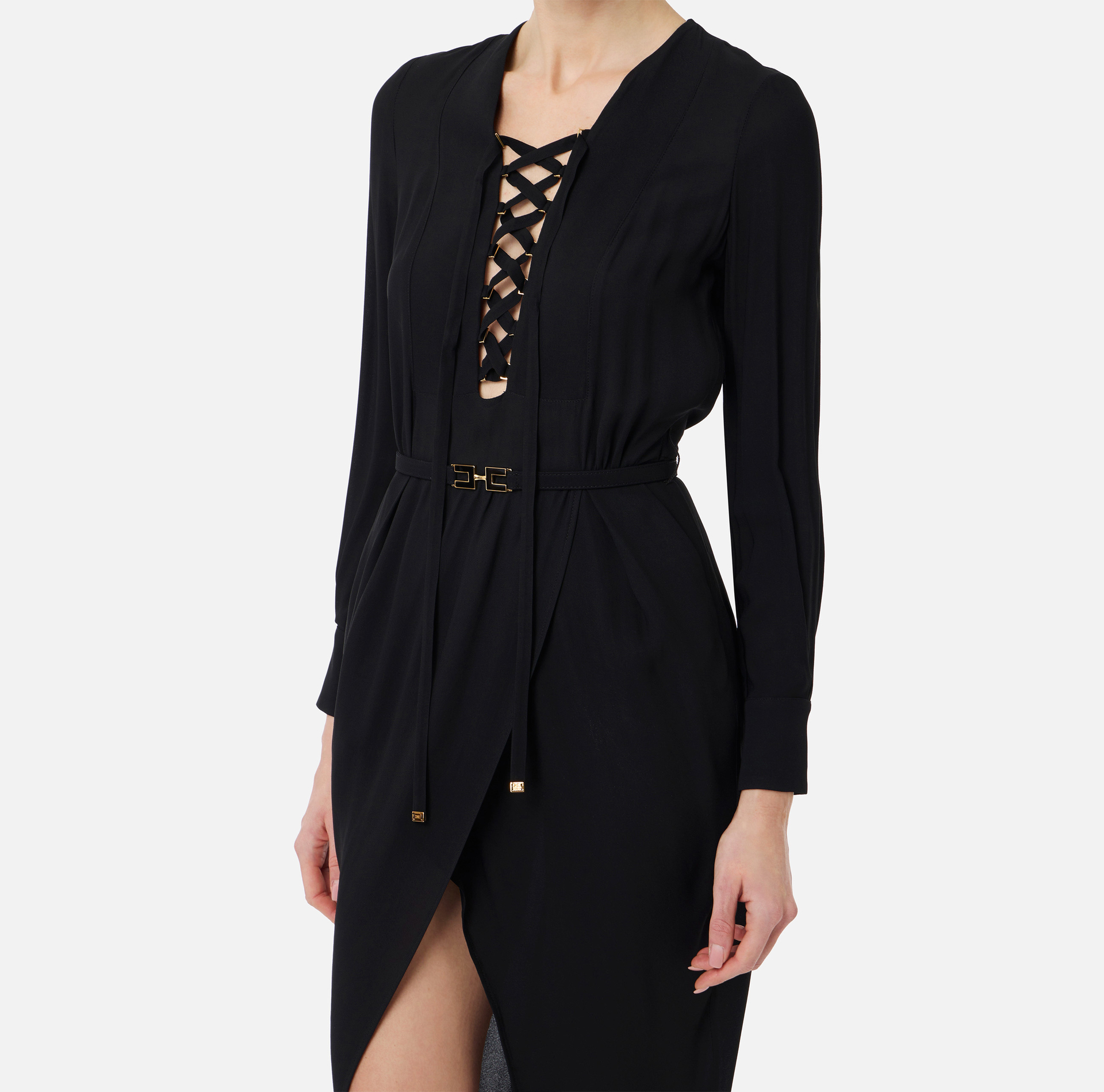 Georgette fabric dress with laces - Elisabetta Franchi
