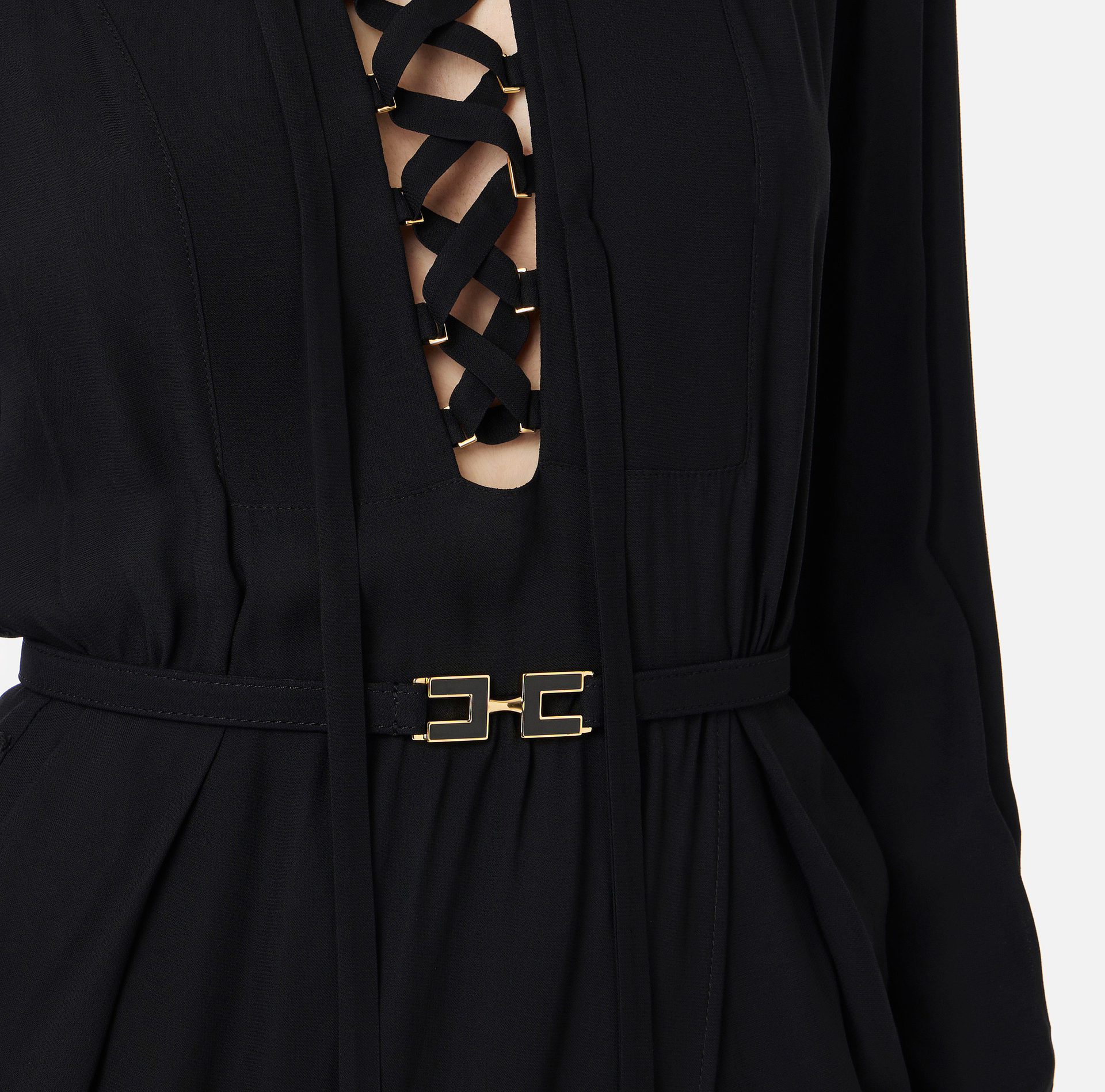Georgette fabric dress with laces - Elisabetta Franchi