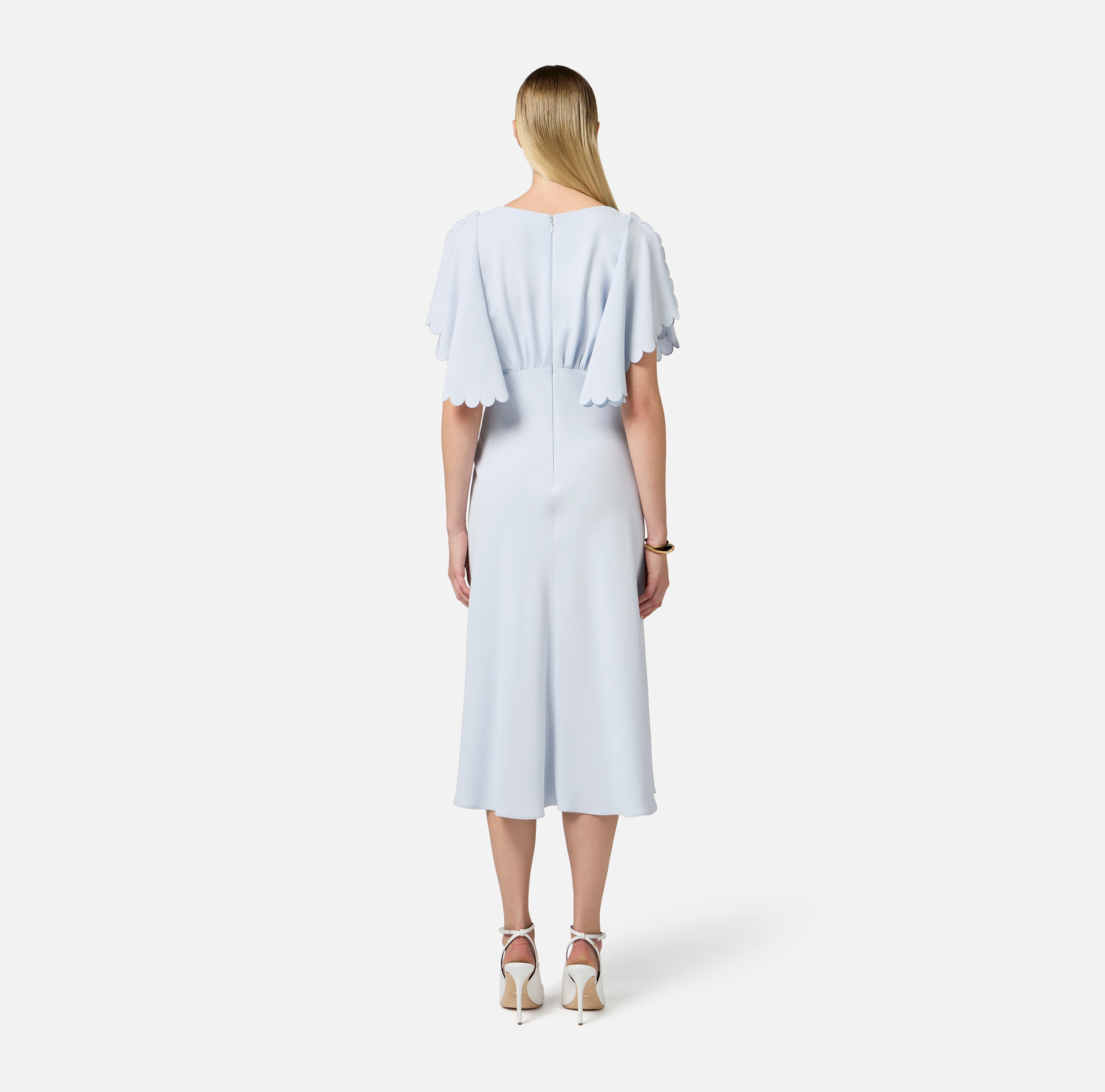 Vestido de crepé ligero con festón bordado - Elisabetta Franchi