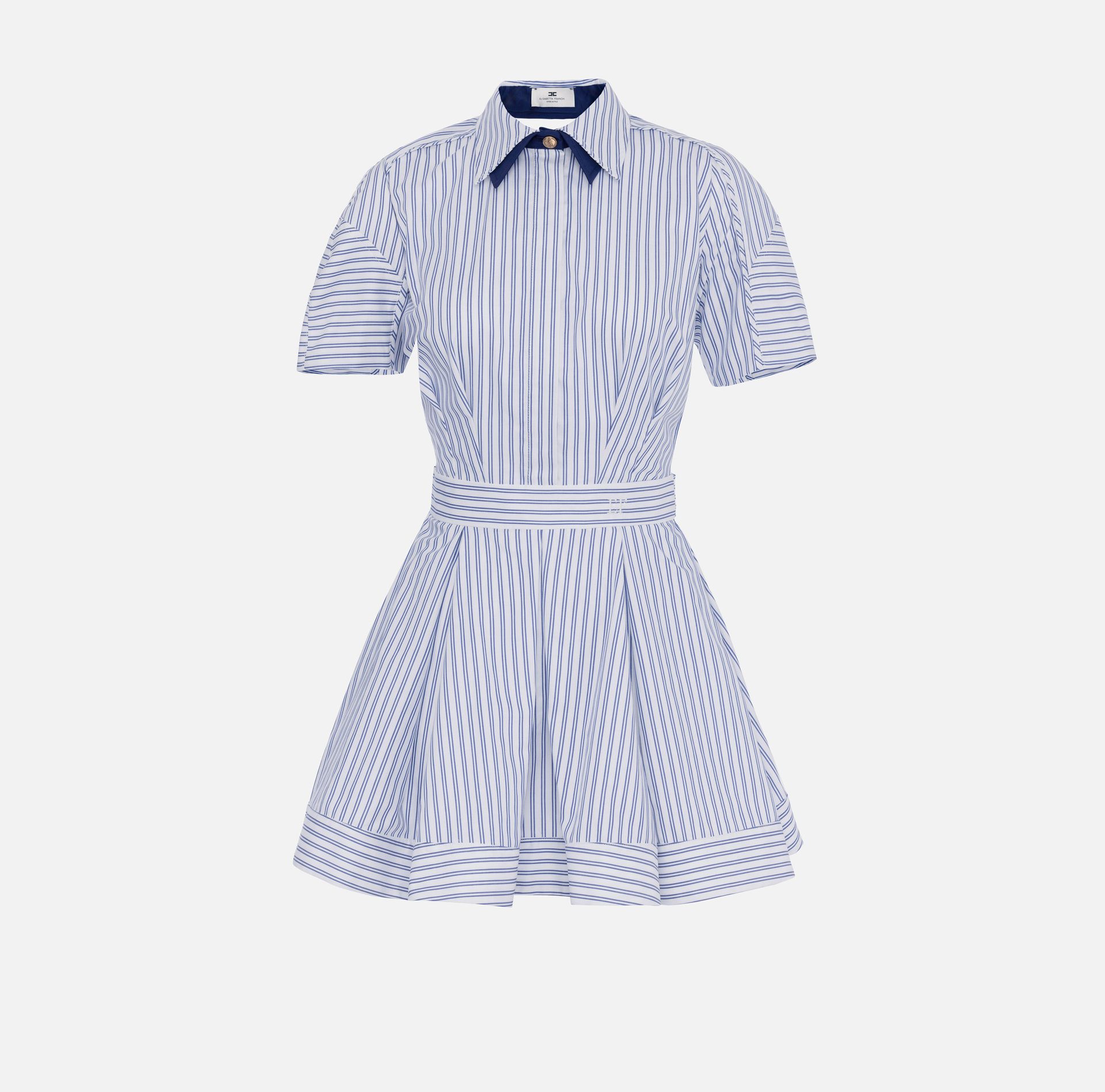 Vestido de popelina rayado con fajín - Elisabetta Franchi
