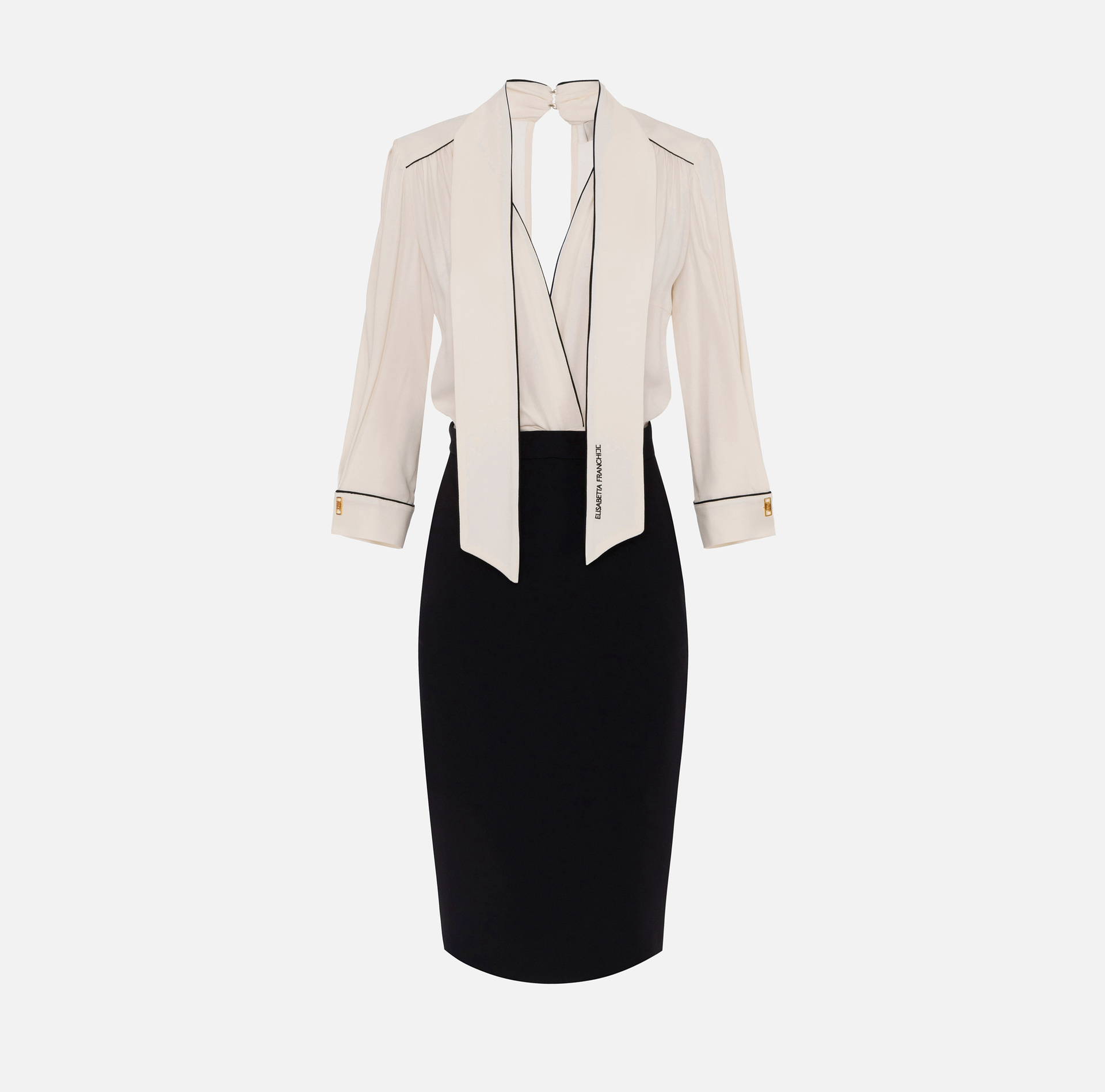 Dress in georgette and crêpe fabrics with piping - Elisabetta Franchi