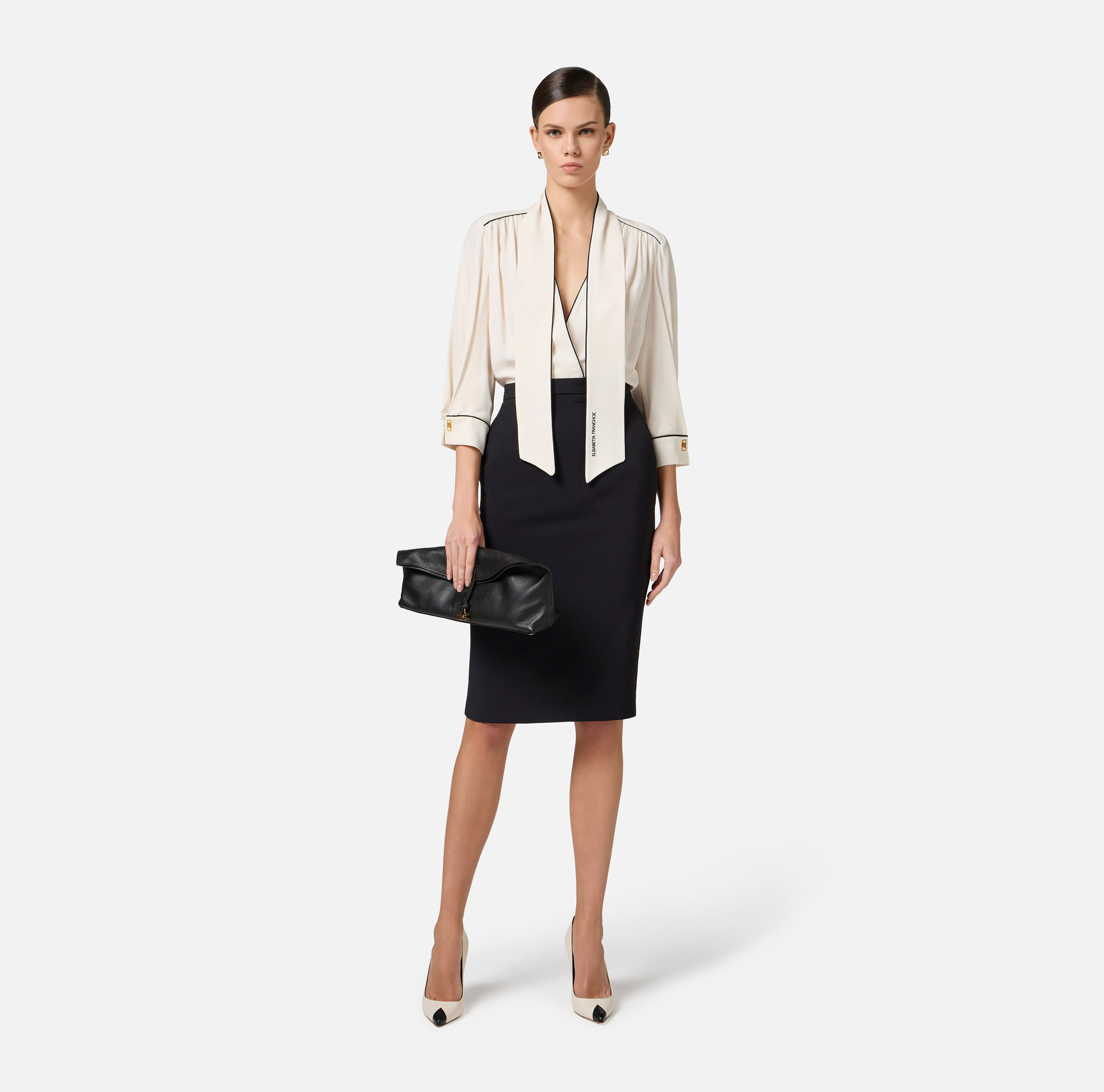 Dress in georgette and crêpe fabrics with piping - Elisabetta Franchi