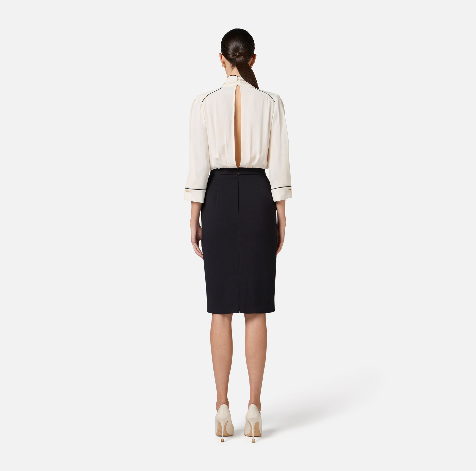 Dress in georgette and crêpe fabrics with piping - Elisabetta Franchi