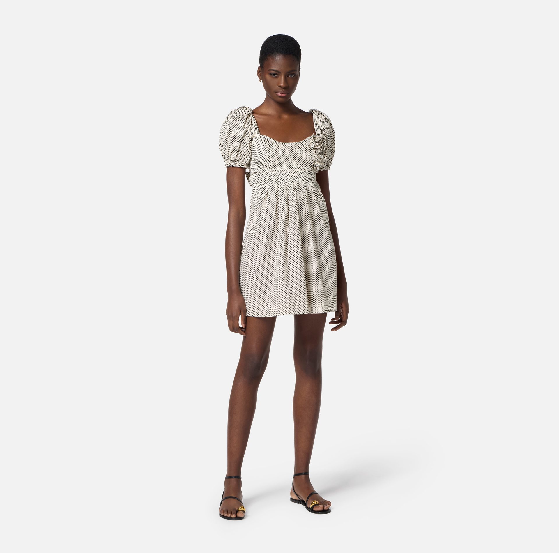 Cotton dress with polka dot print and embroidered roses - Elisabetta Franchi