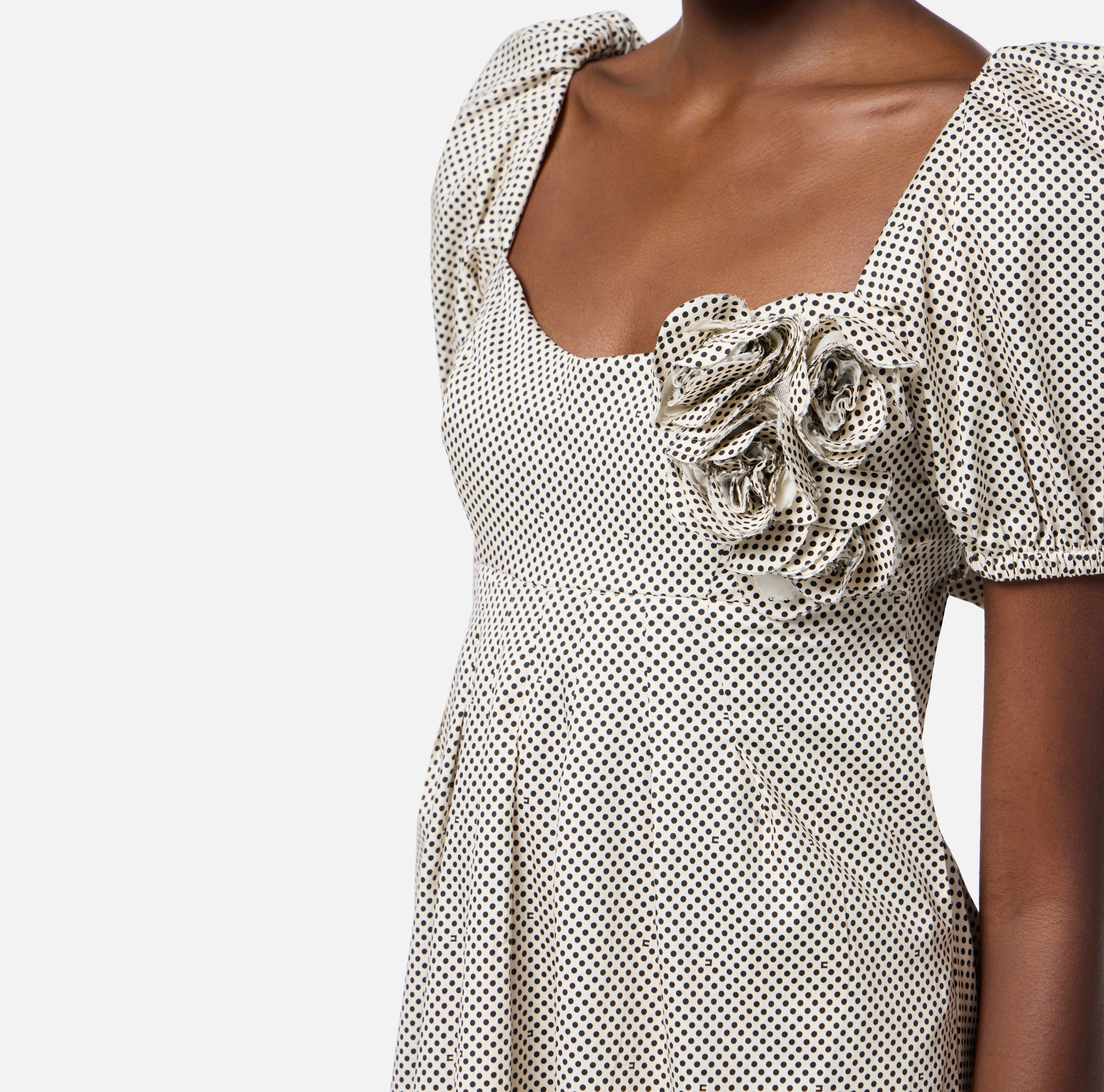Cotton dress with polka dot print and embroidered roses - Elisabetta Franchi
