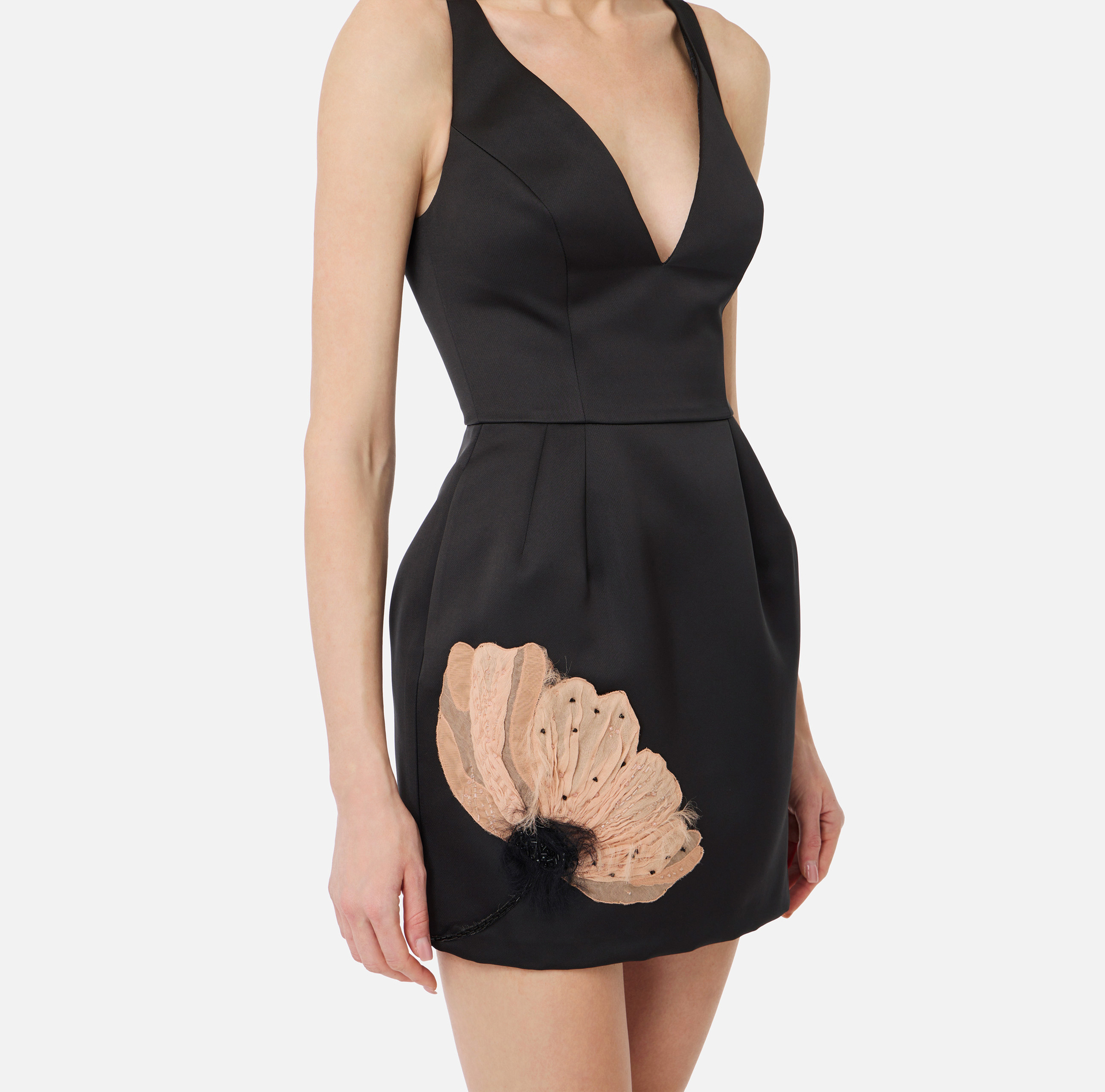 Jurk van duchesse met geborduurde bloem - Elisabetta Franchi