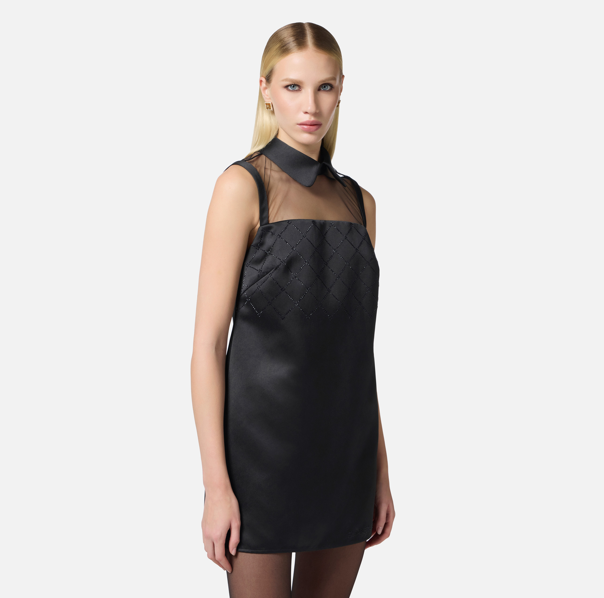 Abito in duchesse e tulle con strass - Elisabetta Franchi