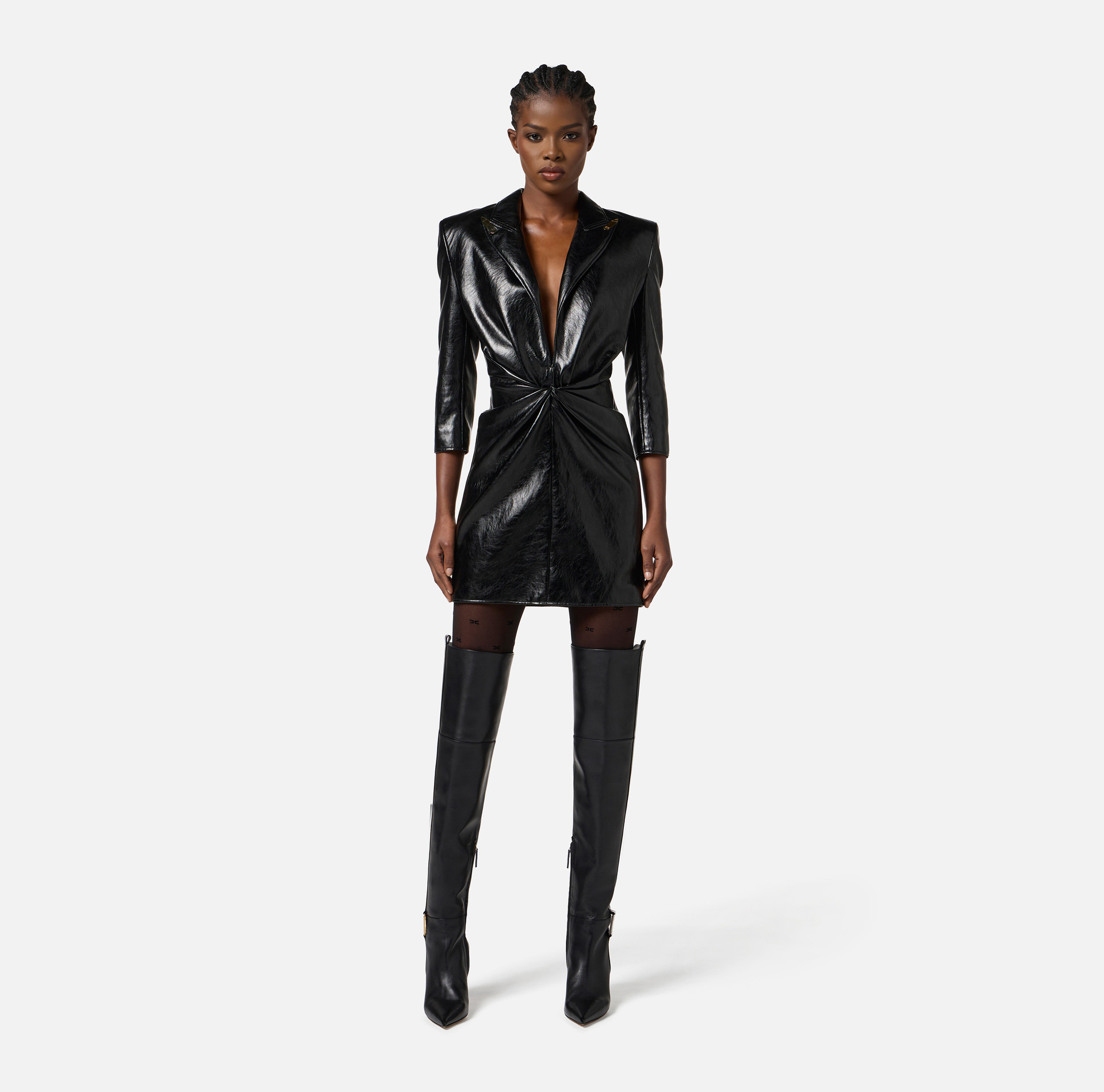 Vestido con efecto craquelé con solapa - Elisabetta Franchi