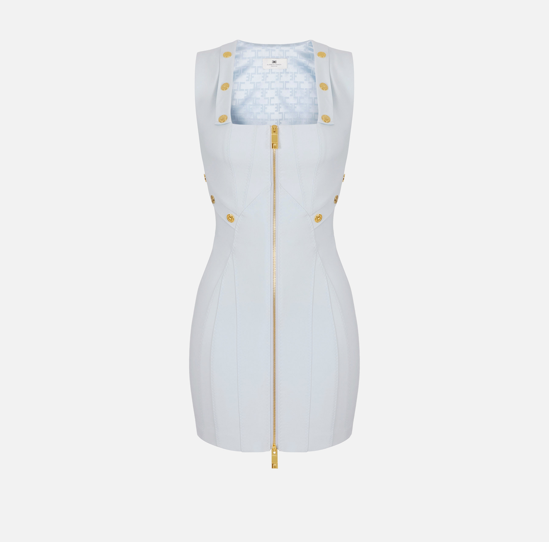 Vestido de tela bielástica con botones joya - Elisabetta Franchi