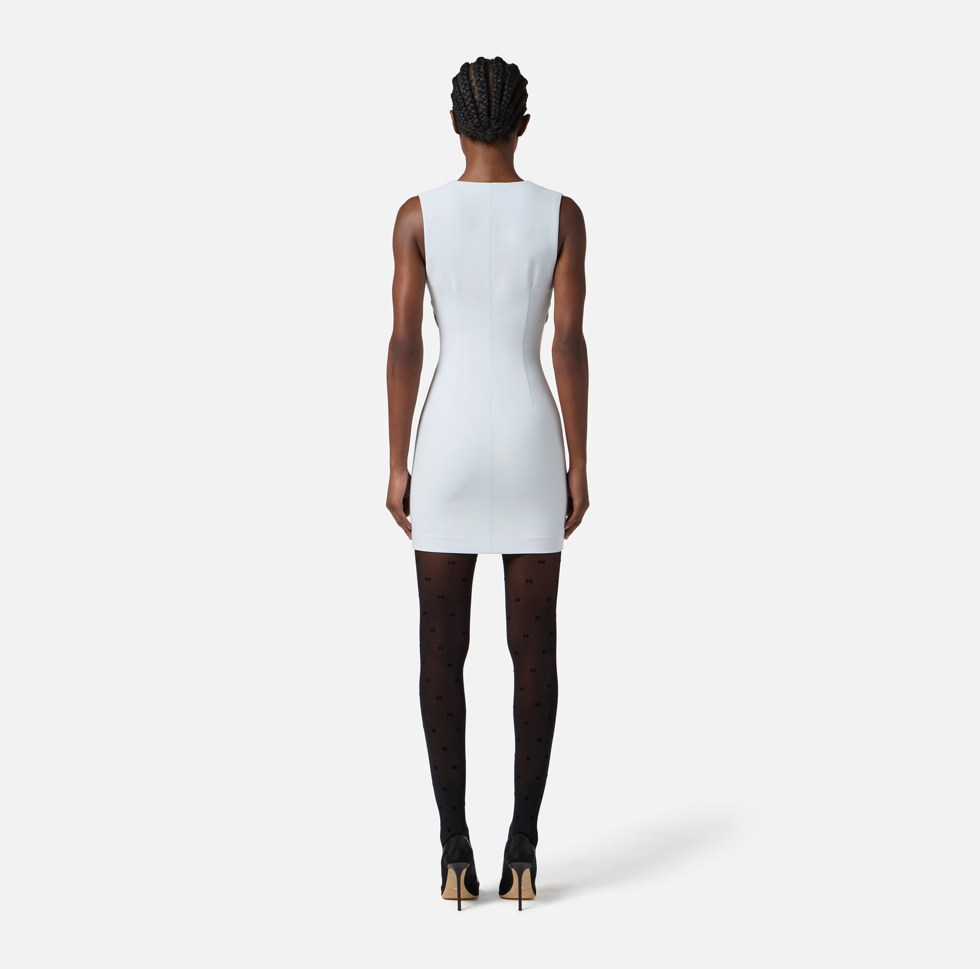 Vestido de tela bielástica con botones joya - Elisabetta Franchi