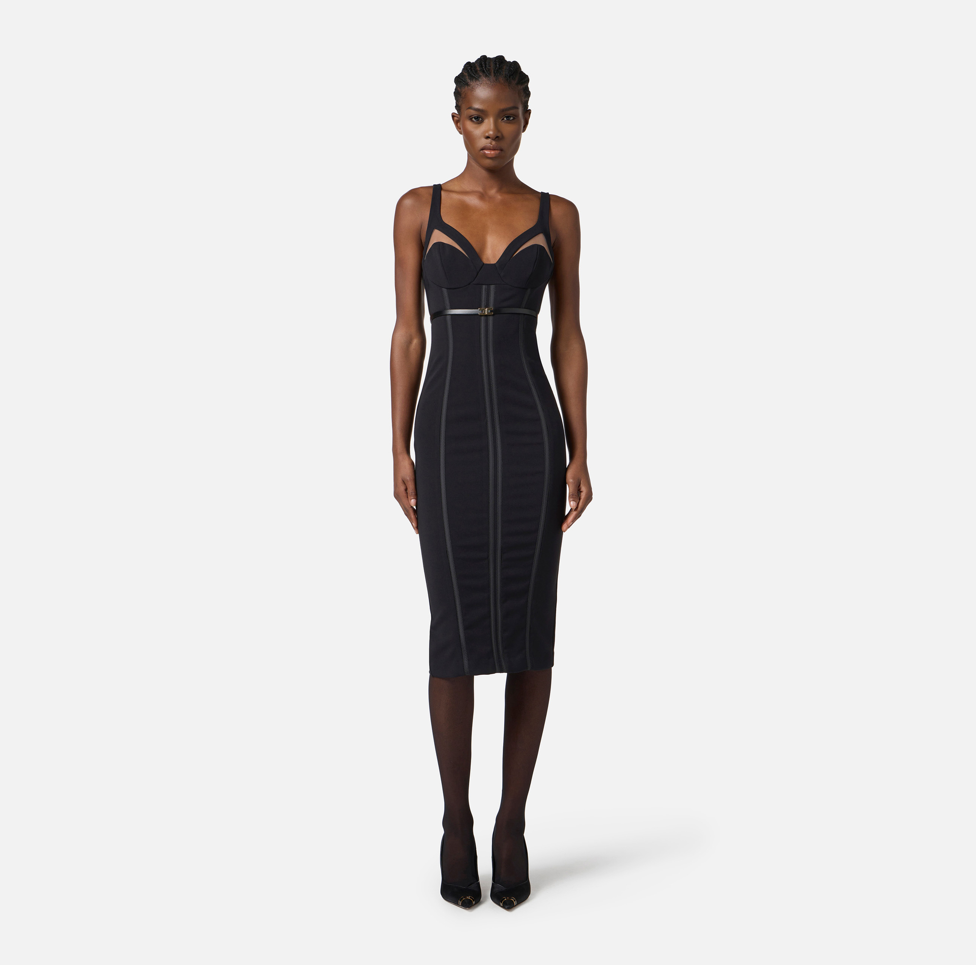 Kleid aus leichtem Crêpe mit Tüll - Elisabetta Franchi