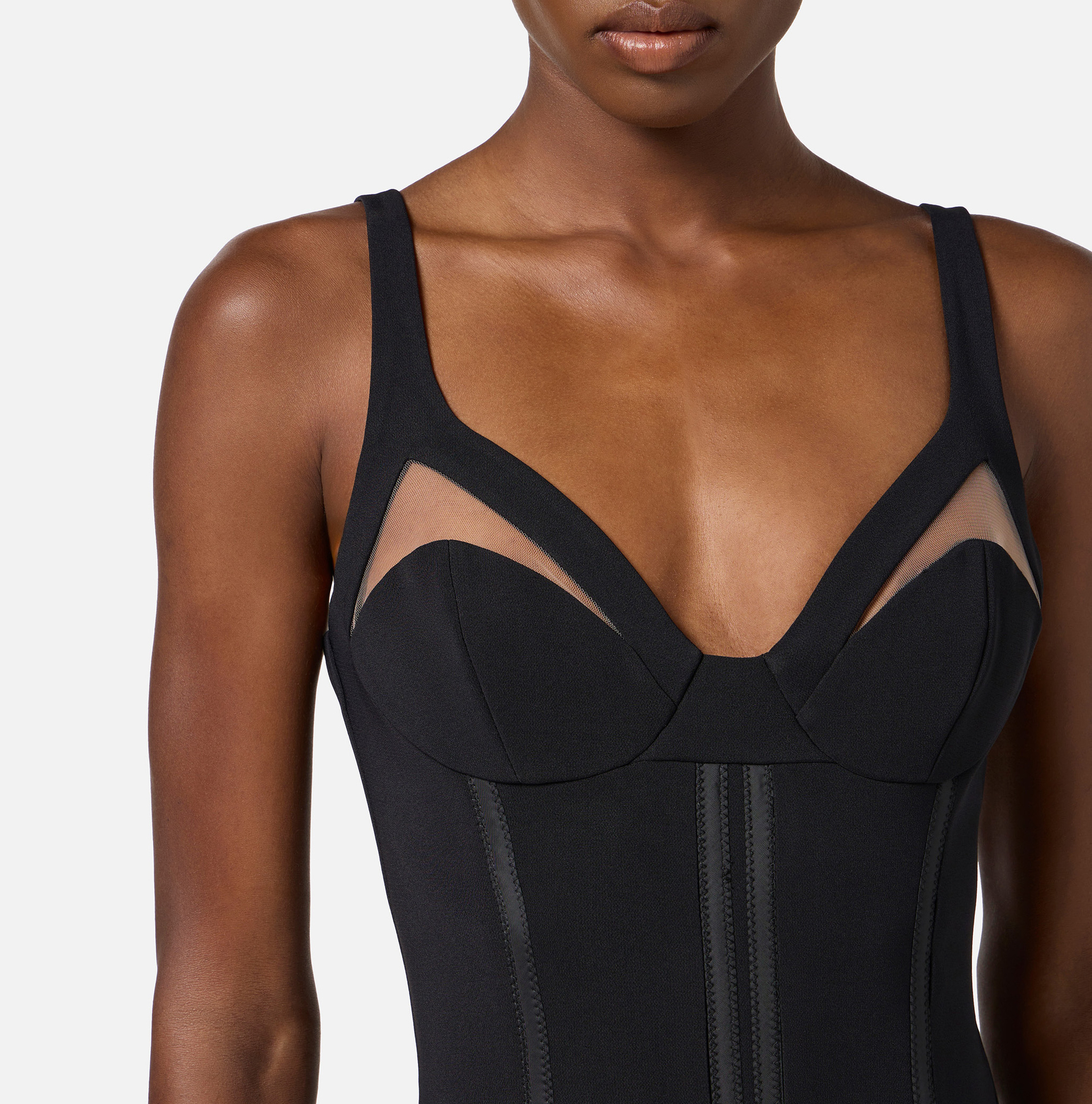 Kleid aus leichtem Crêpe mit Tüll - Elisabetta Franchi