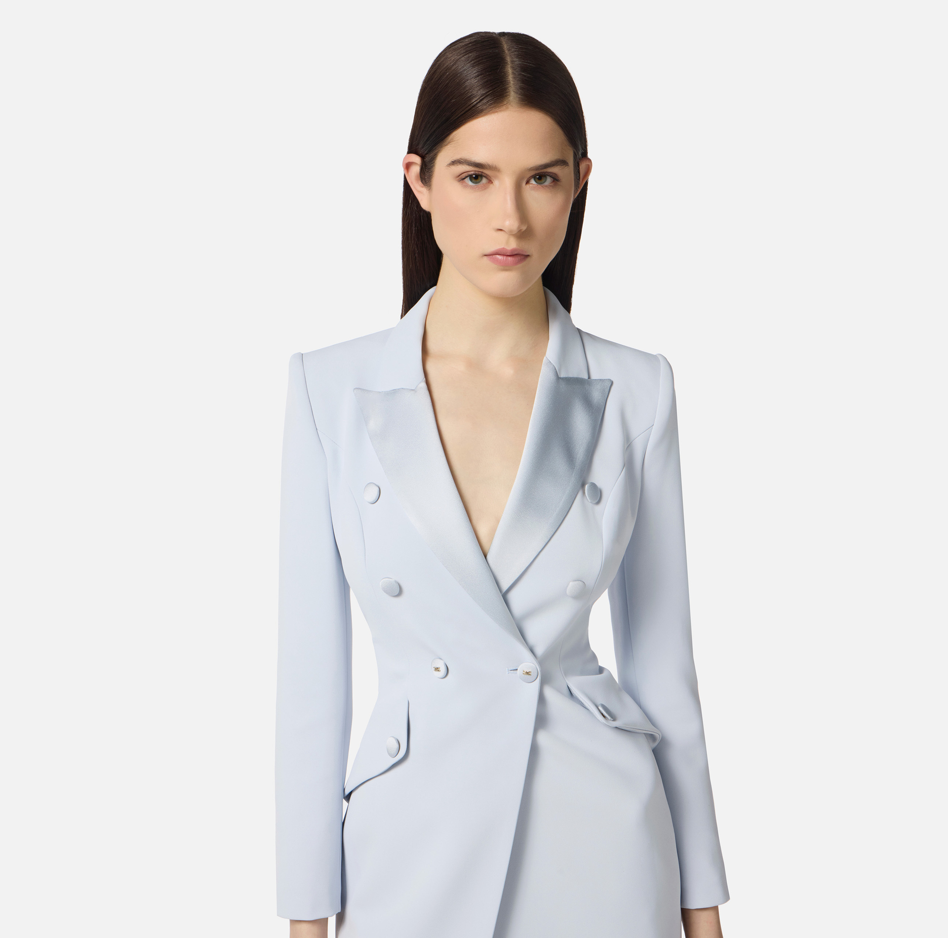 Vestido abrigo de crepé ligero con detalles esmoquin - Elisabetta Franchi