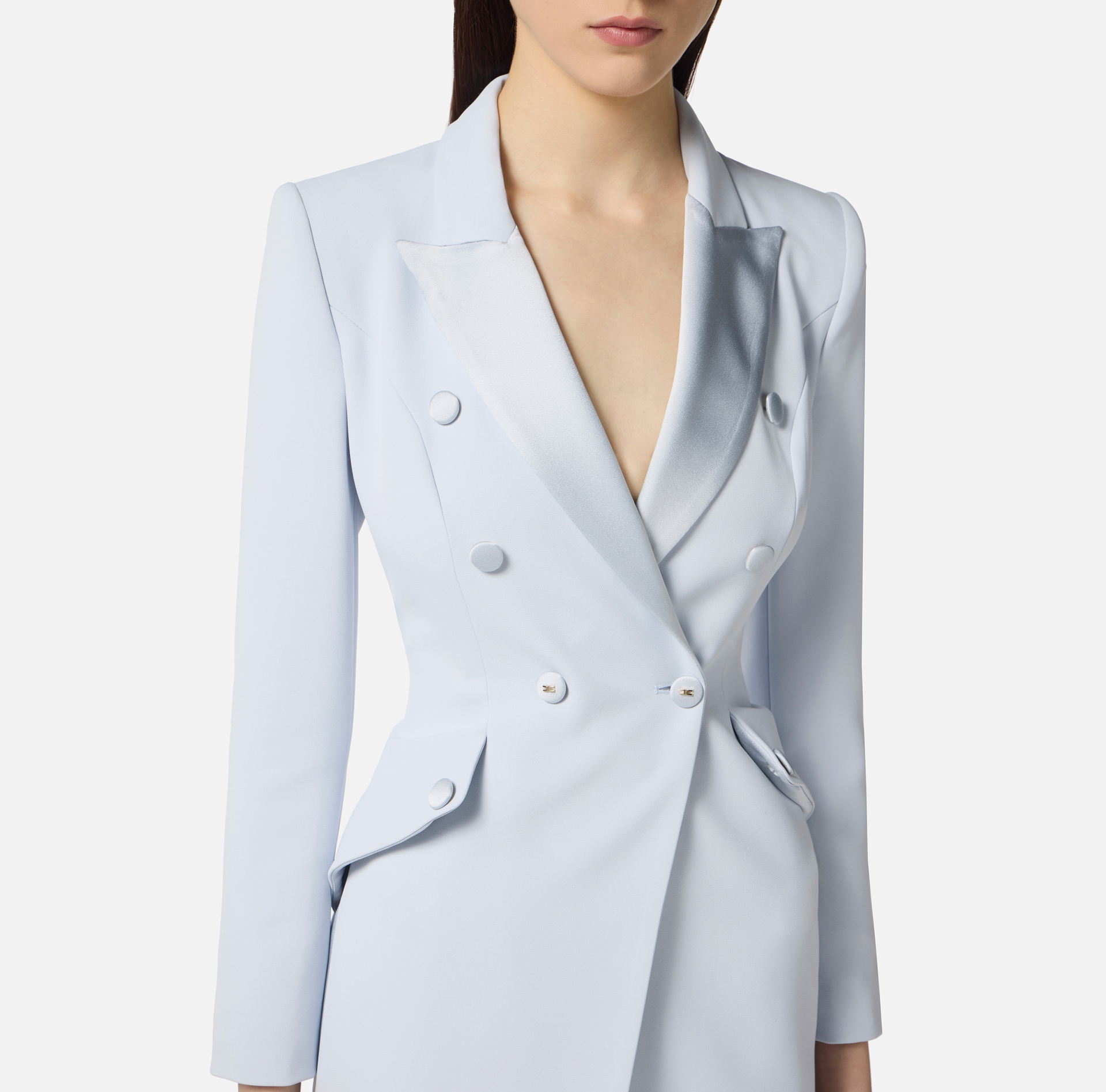 Vestido abrigo de crepé ligero con detalles esmoquin - Elisabetta Franchi