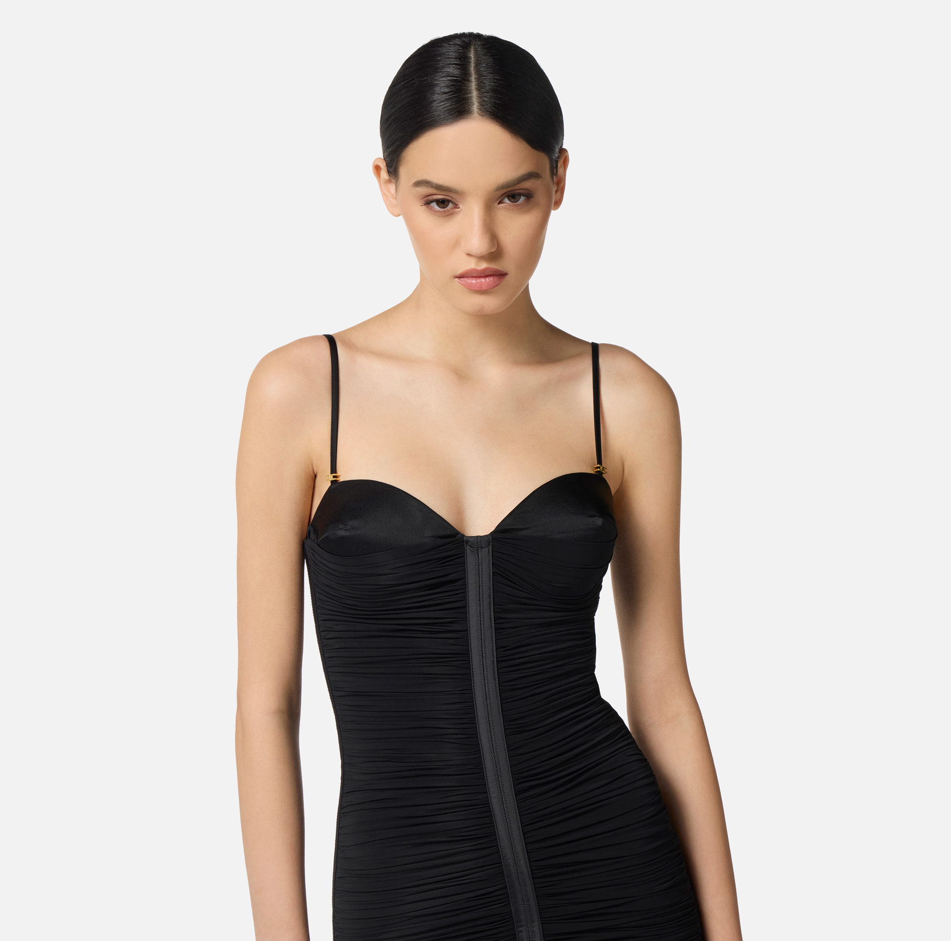 Vestido de punto elástico con drapeados - Elisabetta Franchi