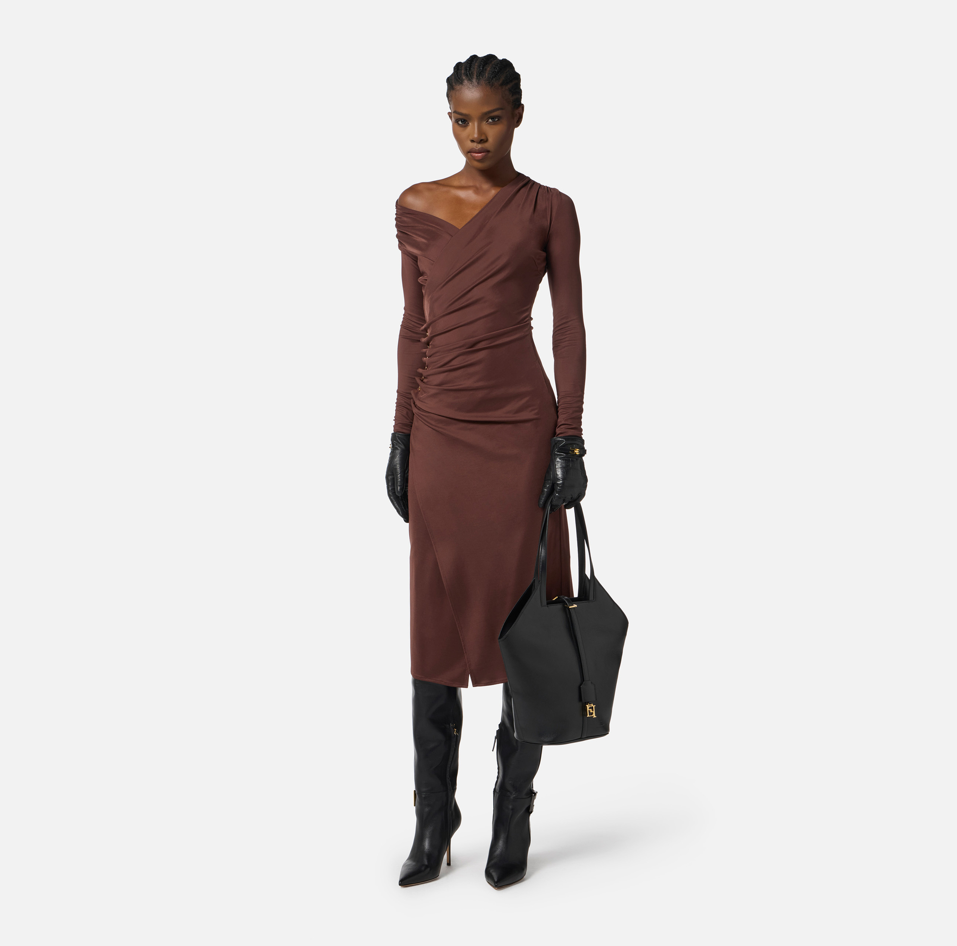 Jersey dress with jewel buttons - Elisabetta Franchi