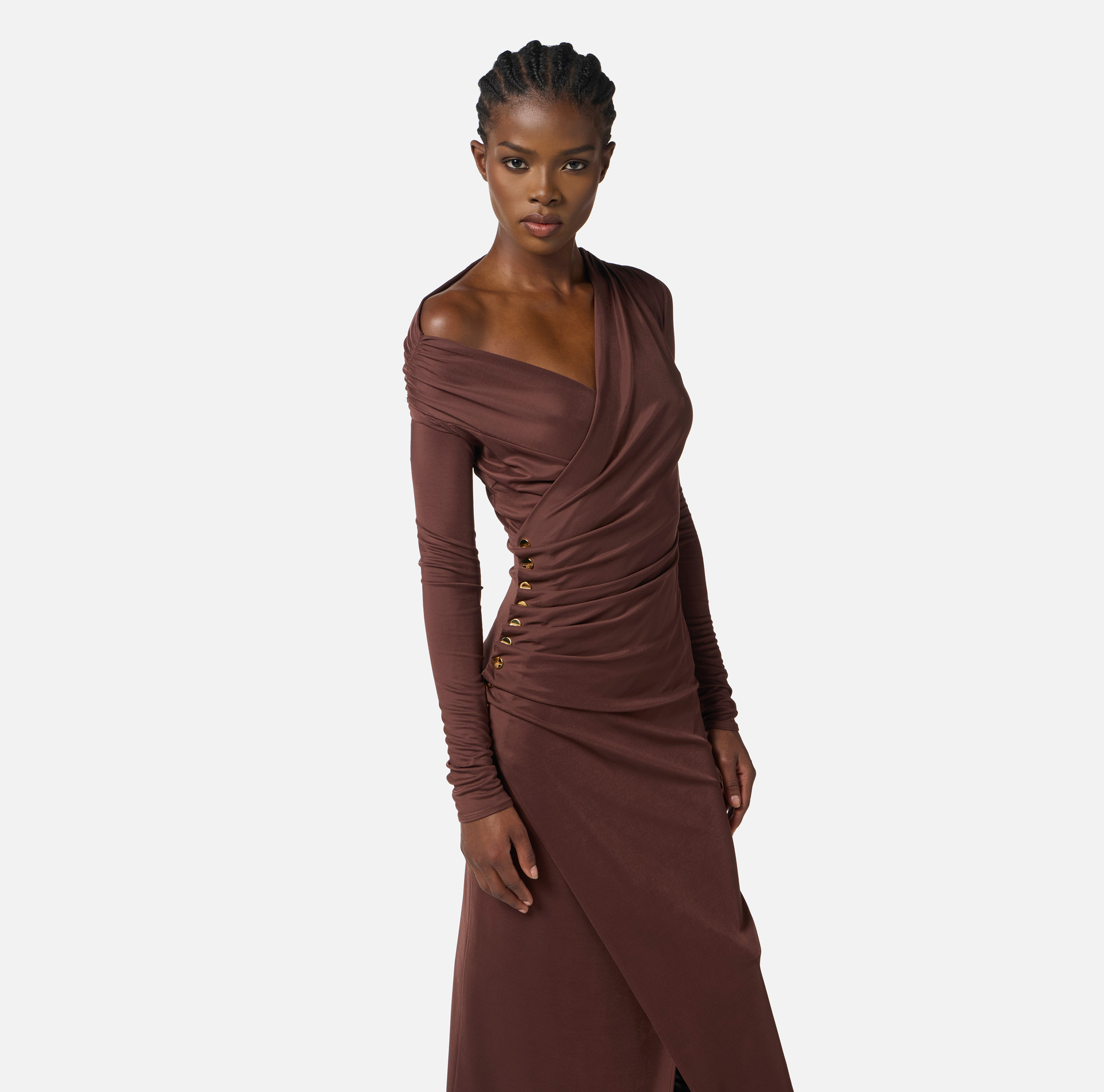 Jersey dress with jewel buttons - Elisabetta Franchi