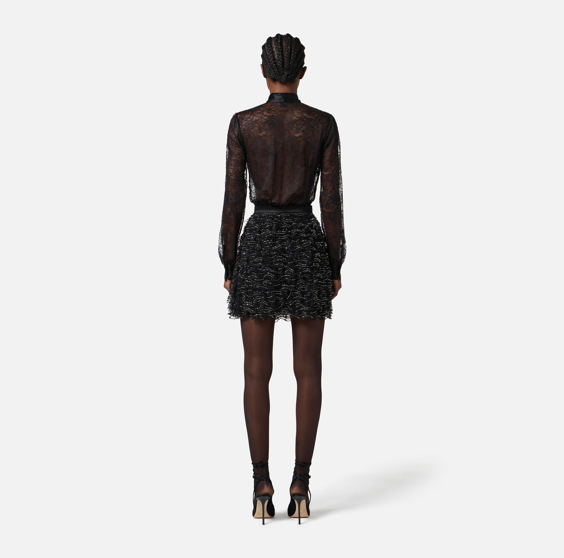 Abito in pizzo e tulle con cristalli - Elisabetta Franchi