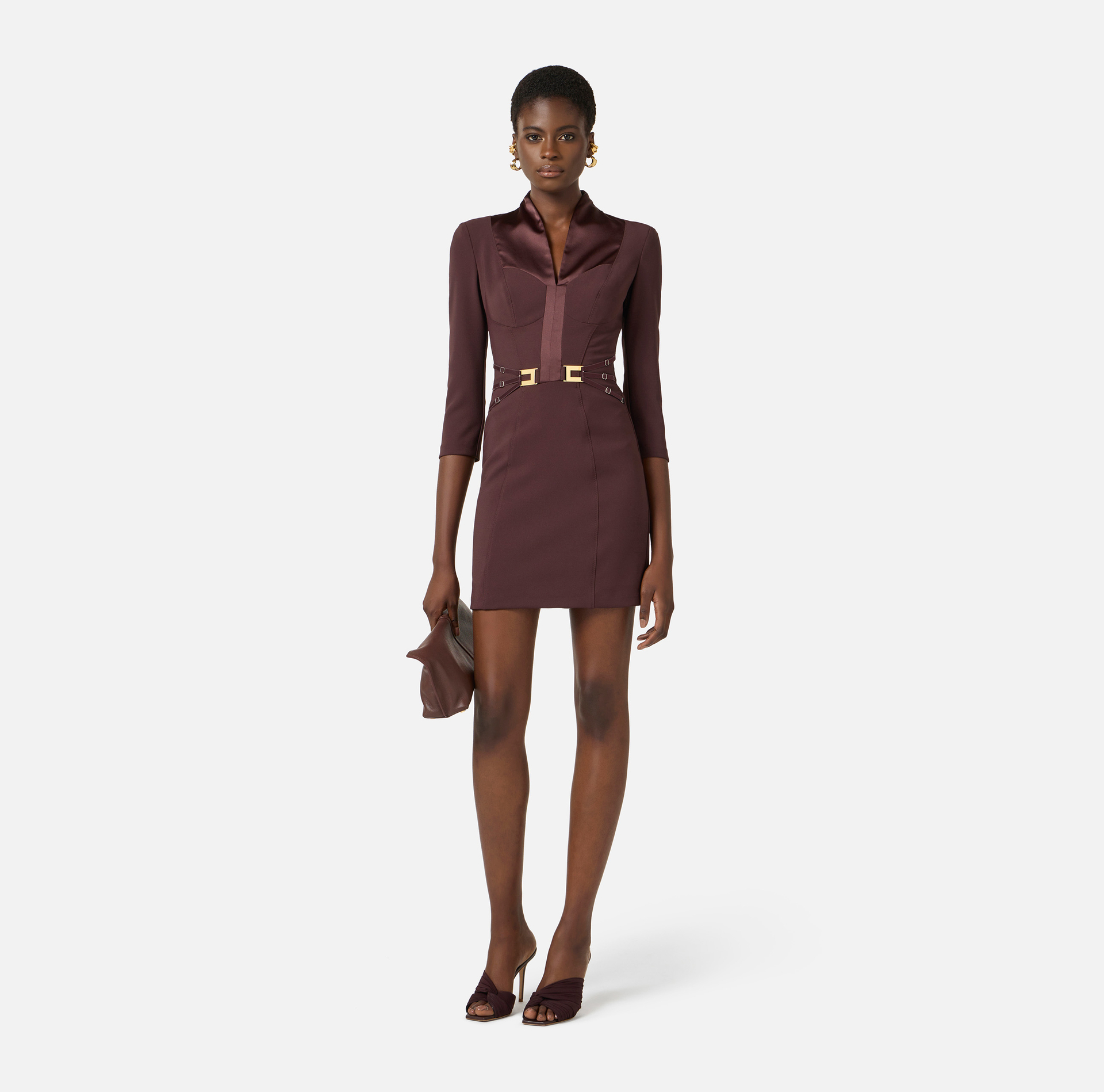 Sukienka z podwójnej krepy ze stretchem z elastycznymi wstawkami - Elisabetta Franchi