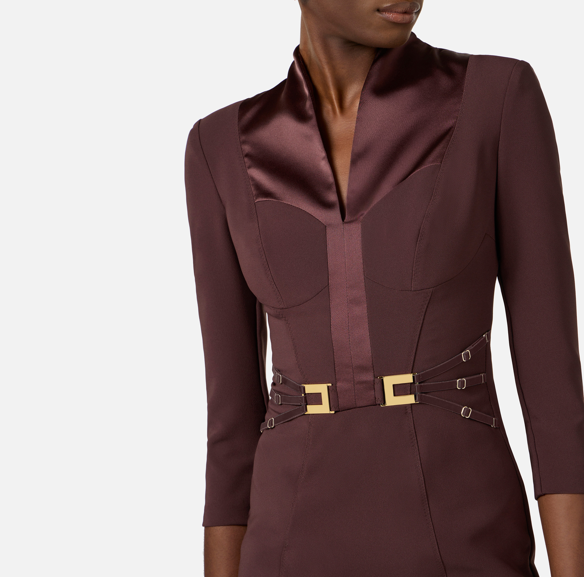 Sukienka z podwójnej krepy ze stretchem z elastycznymi wstawkami - Elisabetta Franchi