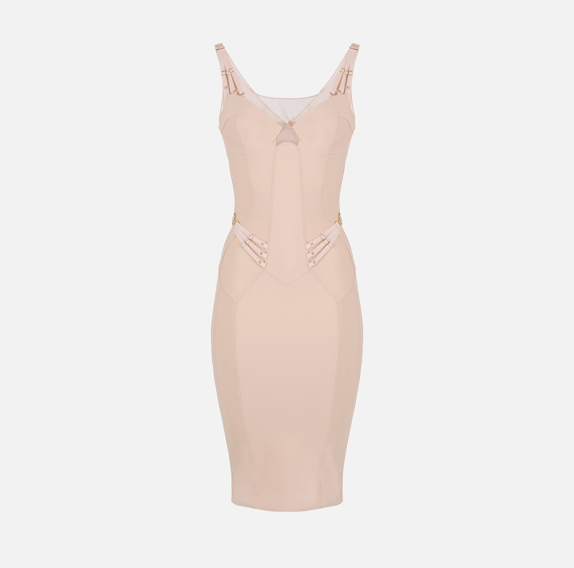Abito in jersey leggero e tulle con elastici