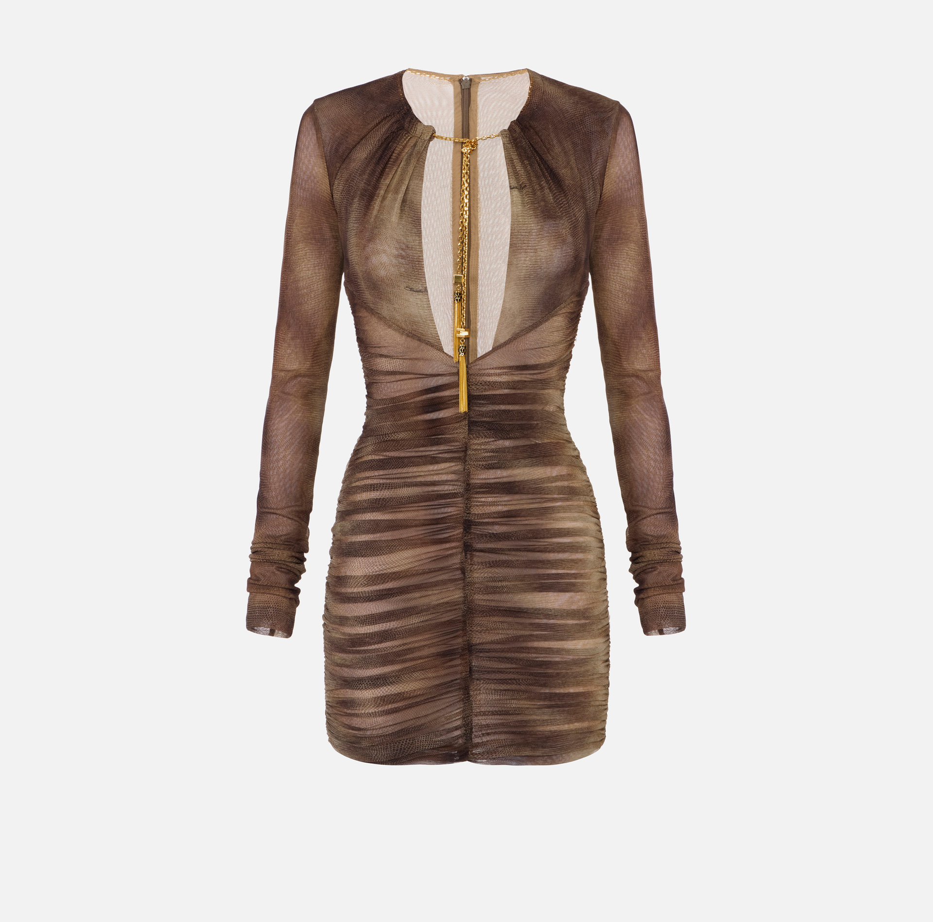 Vestido de tul con estampado pitón y collar - Elisabetta Franchi