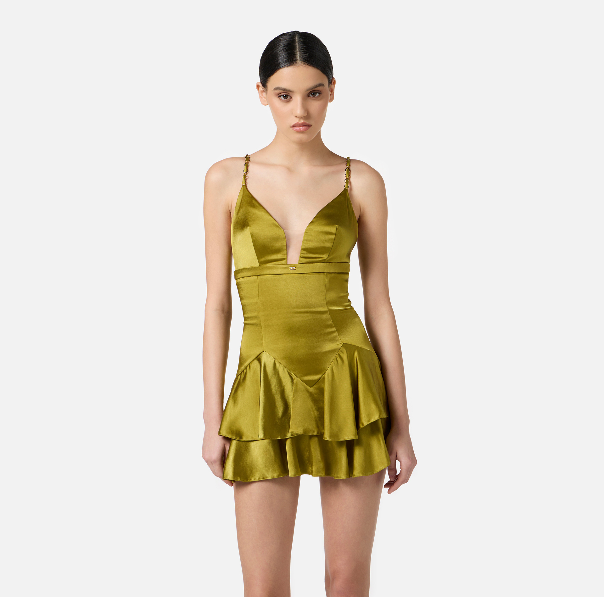 Mini-robe en satin avec détails bijoux - Elisabetta Franchi