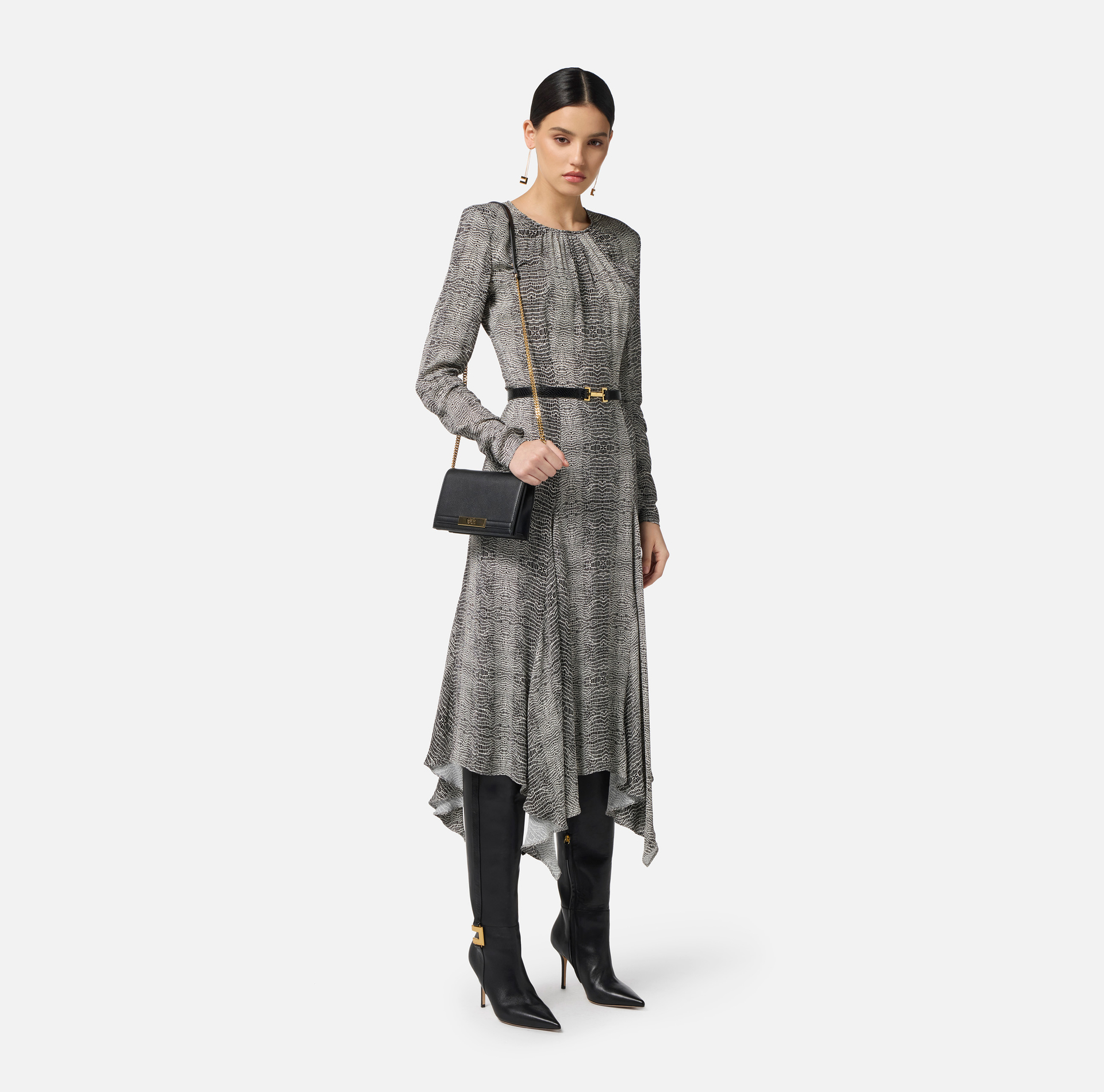 Dress in georgette fabric with python print - Elisabetta Franchi