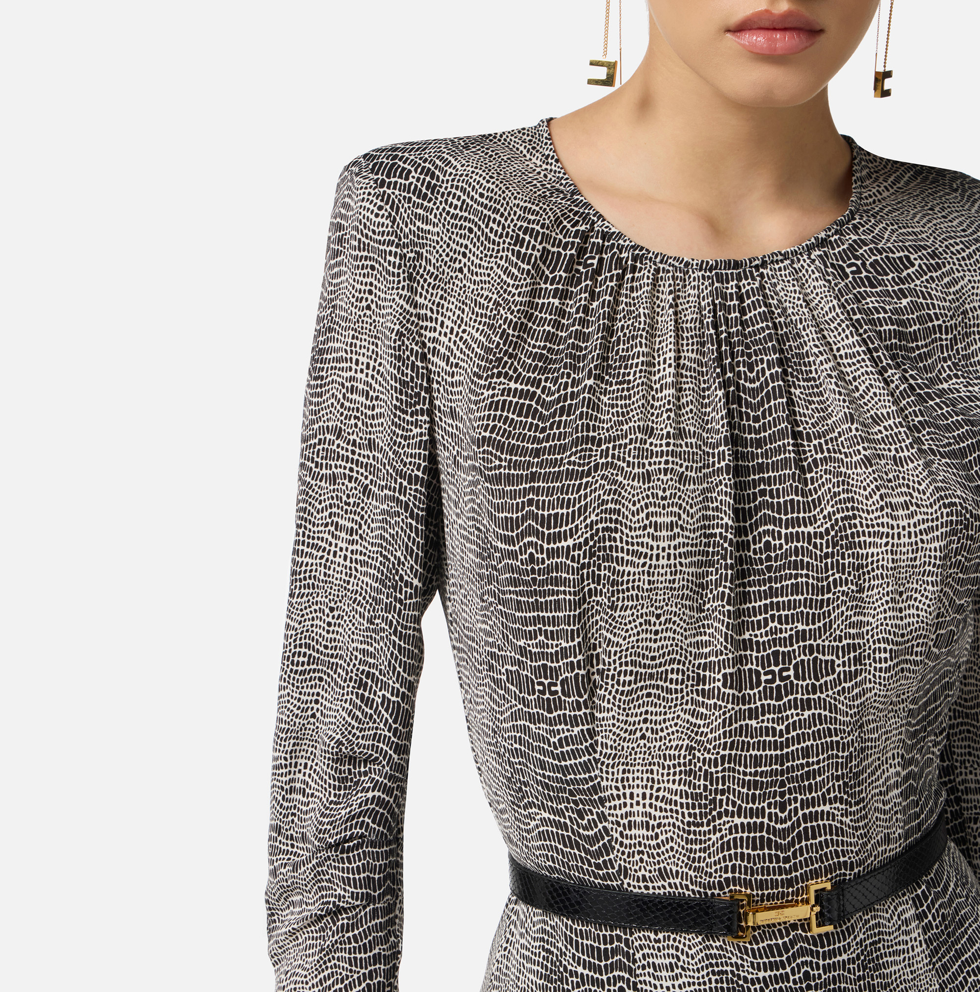 Dress in georgette fabric with python print - Elisabetta Franchi