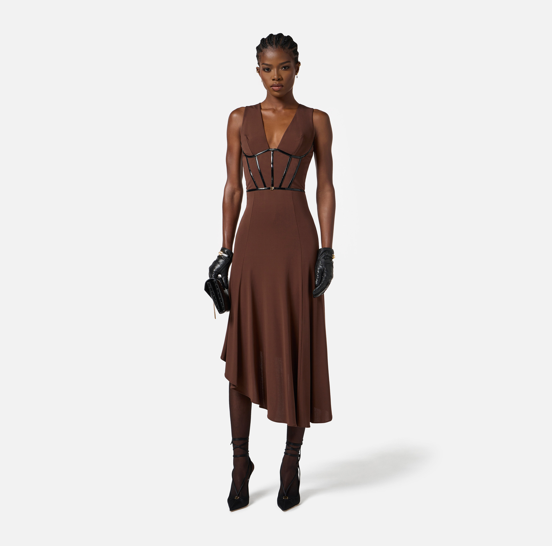 Robe en jersey crêpe avec détails en vinyle - Elisabetta Franchi