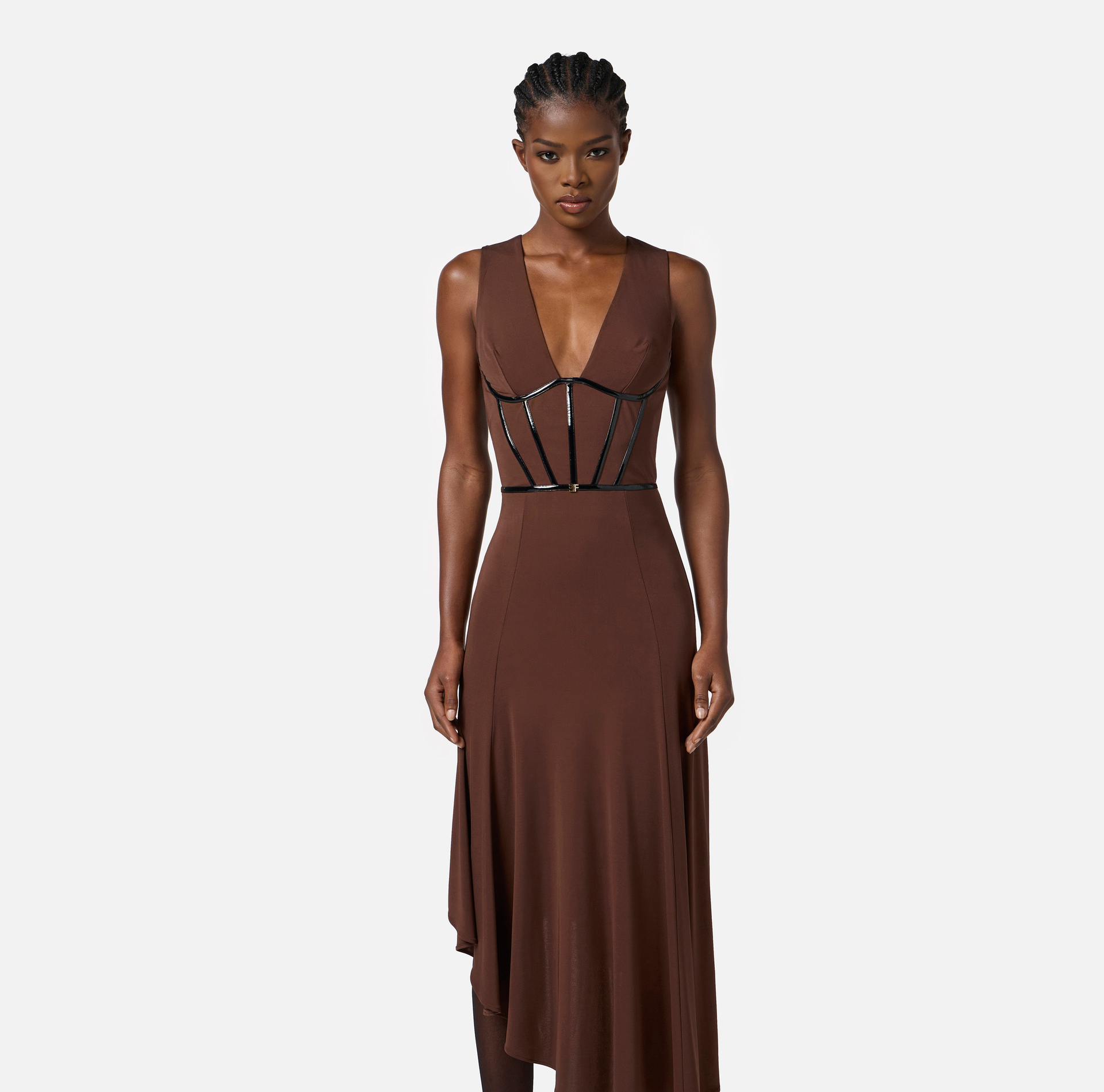Robe en jersey crêpe avec détails en vinyle - Elisabetta Franchi
